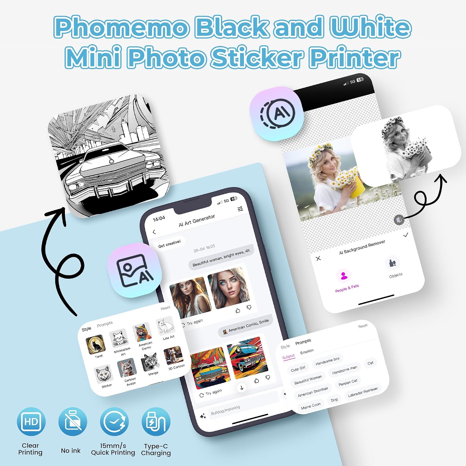 Detalle de Phomemo T02: Impresora Térmica Móvil 🎉 Sin Tinta, Bluetooth