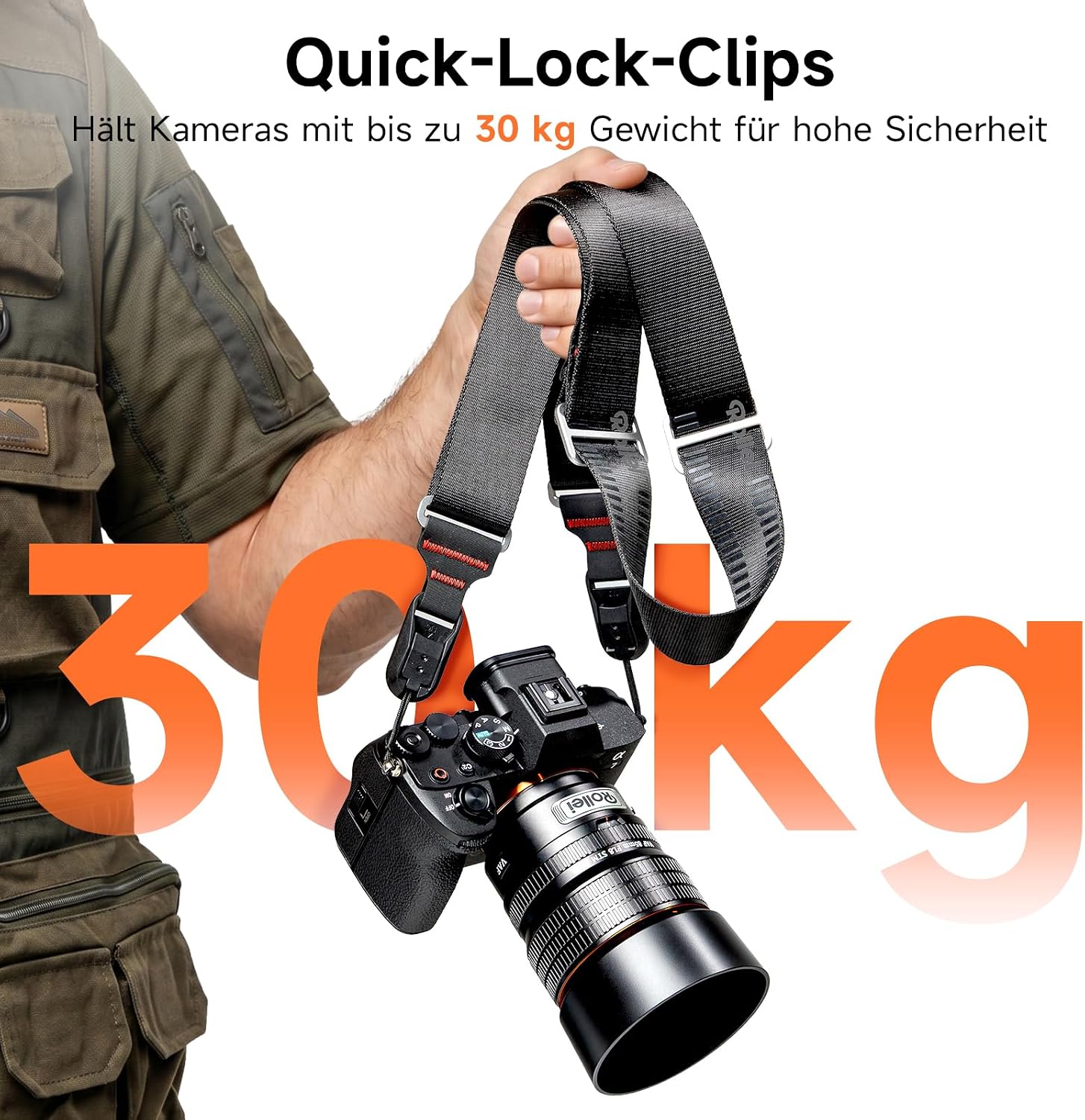 Thumbnail 2 de Rollei Kameragurt: Verstellbarer Schulter- oder Nackengurt mit 97–157 cm Länge und 30 kg Tragkraft