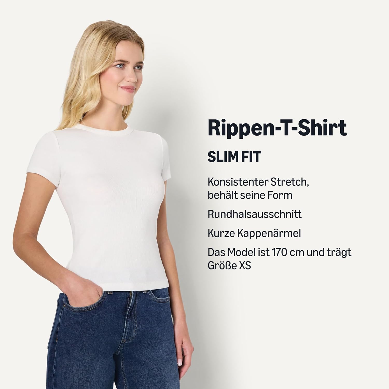 Thumbnail 3 de Amazon Essentials Damen Slim-Fit T-Shirt mit kurzen Ärmeln – geripptes Shirt mit Rundhalsausschnitt
