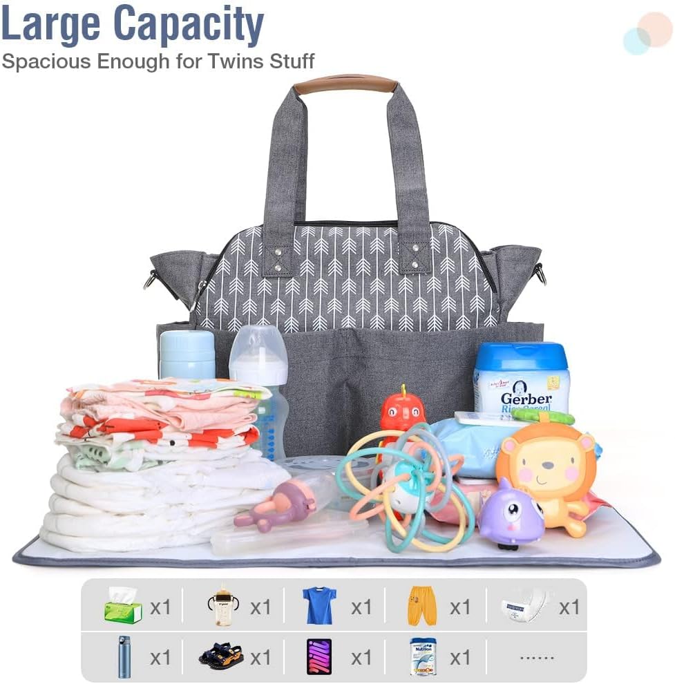 Thumbnail 6 de Lekebaby Große Wickeltasche Bote mit Wickelunterlage – 19 Fächer, Reisewindeltasche für Mama und Papa