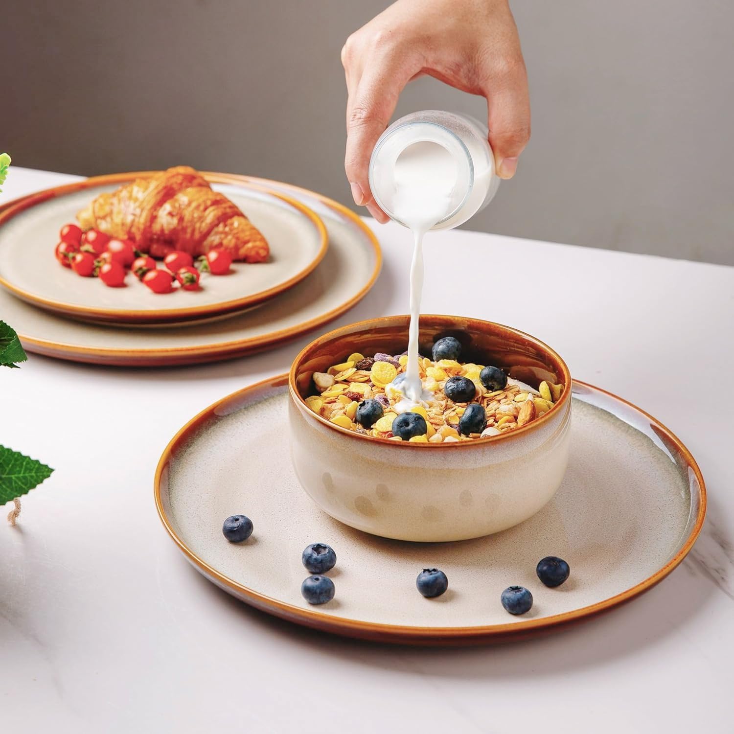 Detalle de LeRatio 12-Piece Ceramic Dinnerware Set for 4 (Service for 4) 🍽