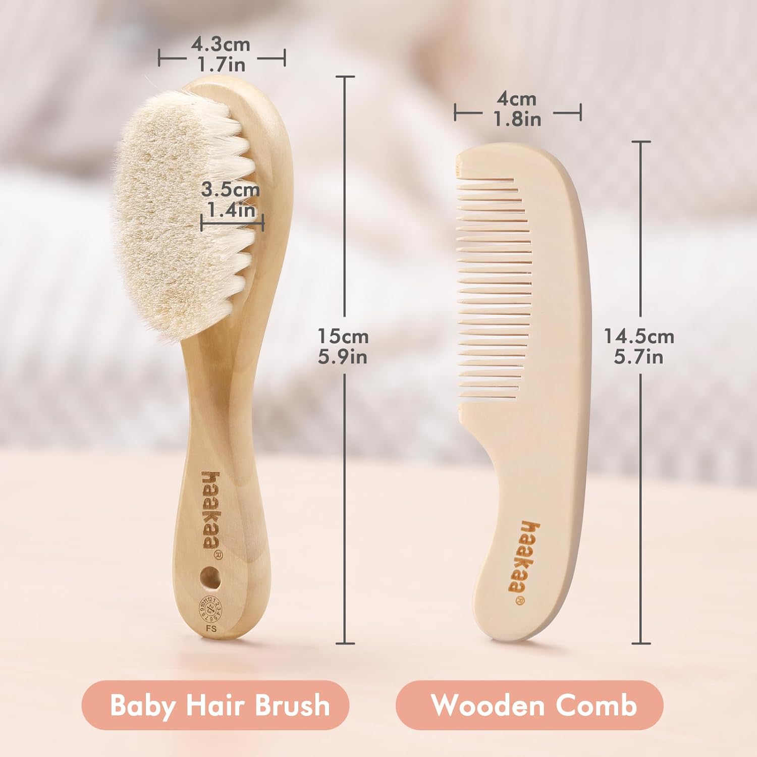 Thumbnail 6 de haakaa Baby Hair Brush and Comb Set (2pk) for Newborns & Toddlers with Natural Soft Wool Bristles