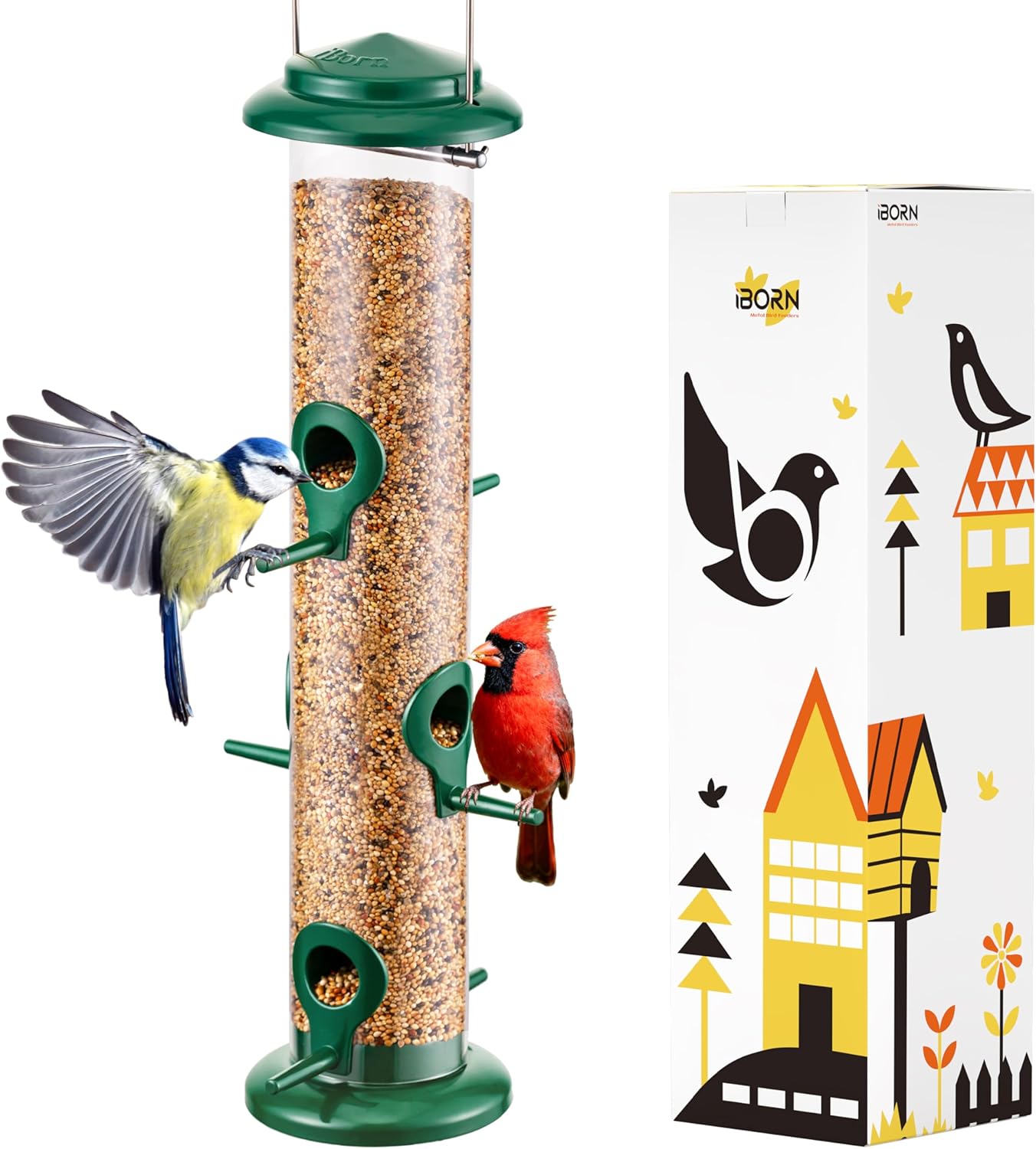 Detalle de iBorn 15 Inch 6-Port Metal Bird Feeder