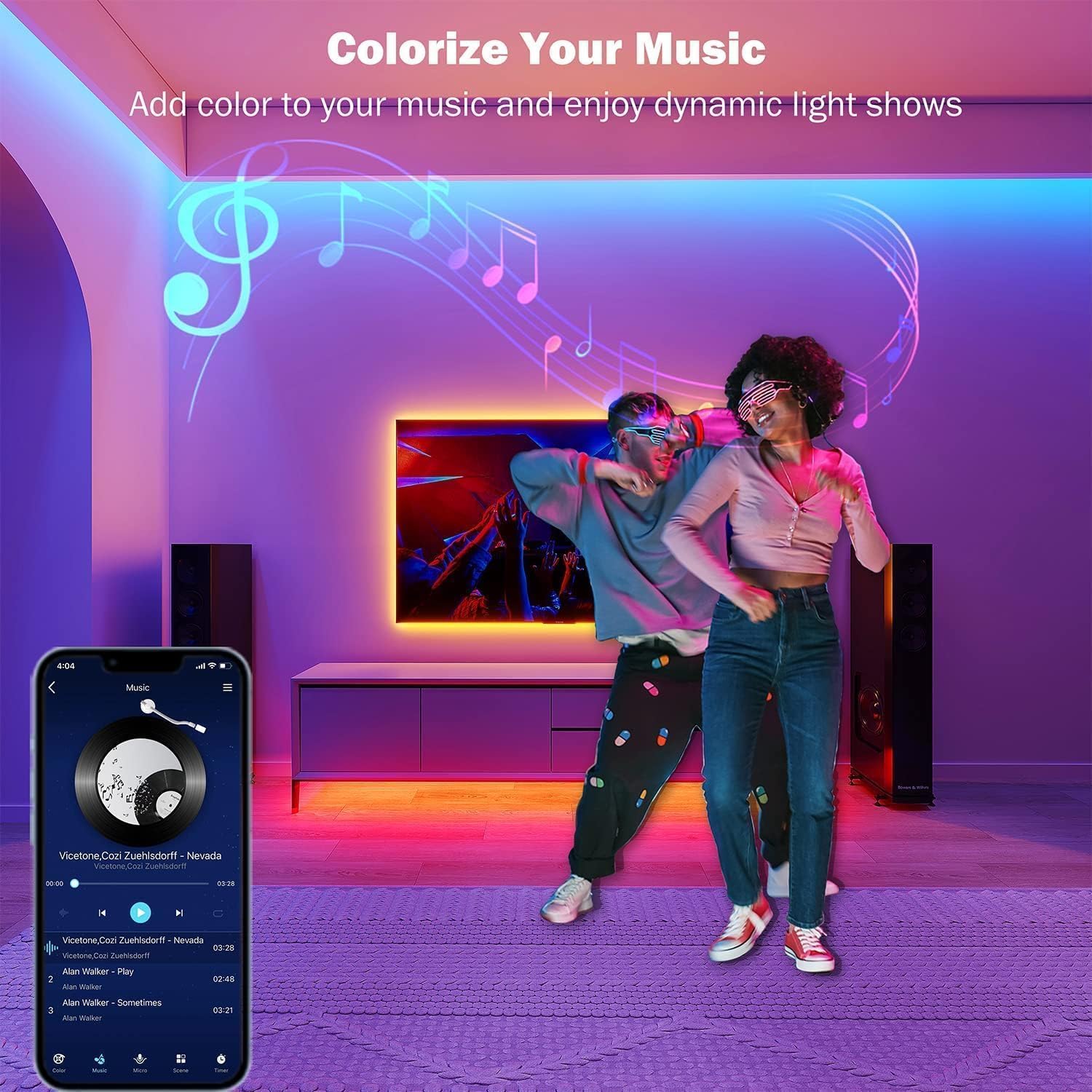 Detalle 2 de Keepsmile 10M LED Strip Lights with Music Sync and Bluetooth Control