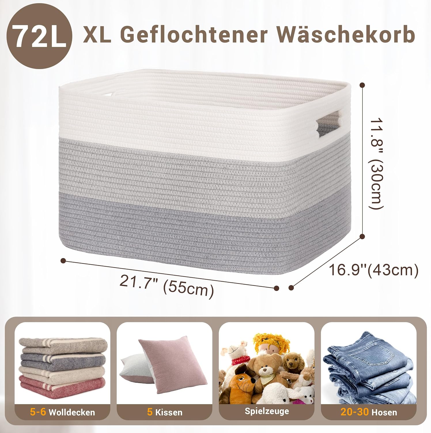 Thumbnail 6 de 72L Aufbewahrungskorb aus Baumwollseil
