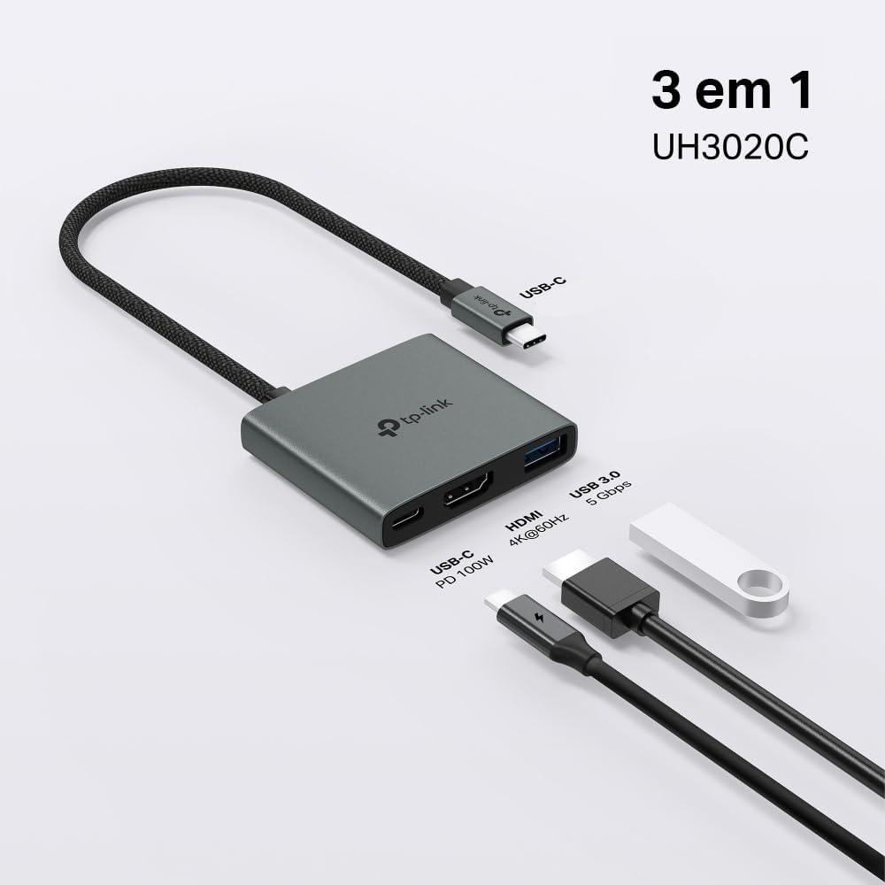 Detalle de TP-Link UH3020C USB-C 3ポートハブ、4K@60Hz HDMI・100W給電・アルミボディ