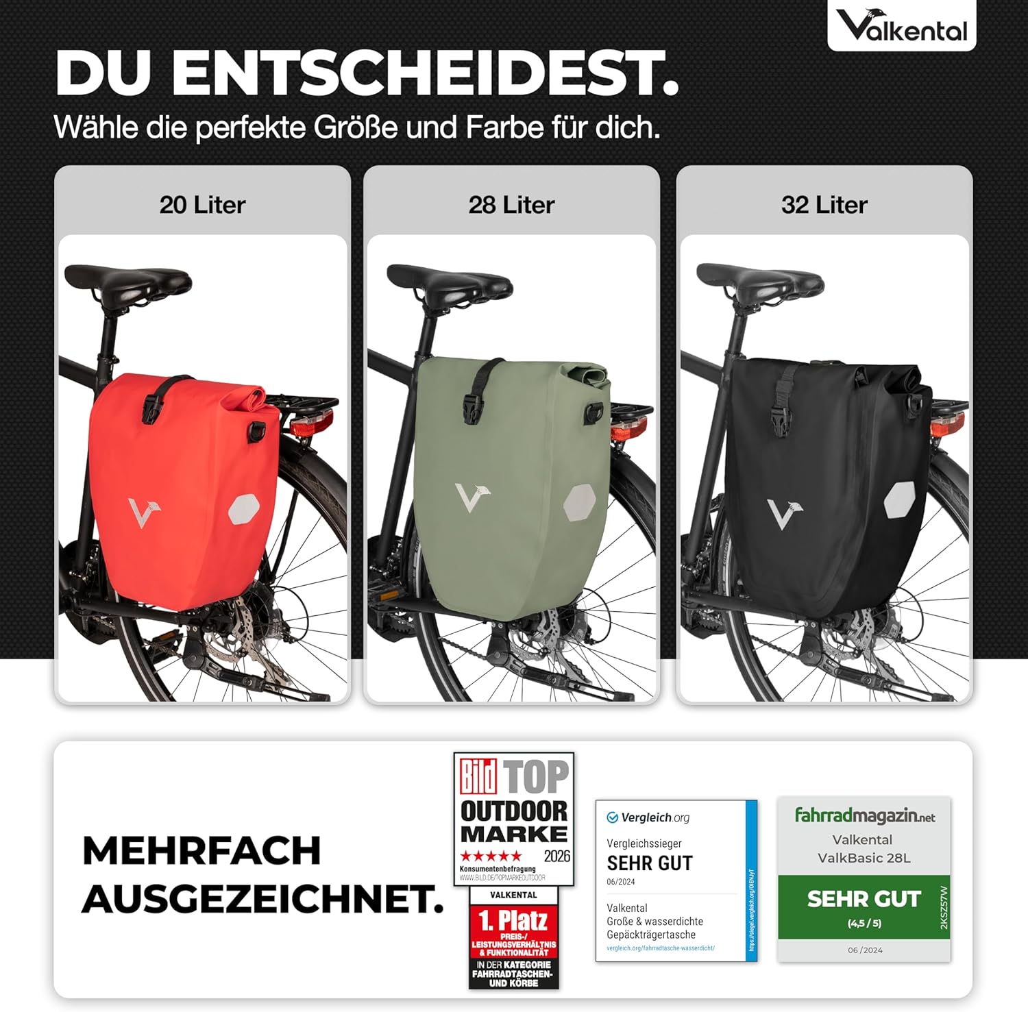 Detalle 2 de Valkental Gepäckträgertasche 18 bis 22 L