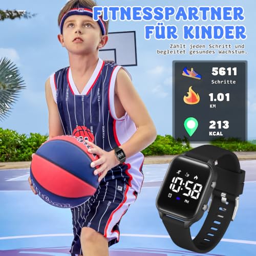 Detalle de Timever L6615E Kinder-Digitaluhr mit Schrittzähler, Vibrationsalarm und Silikonarmband