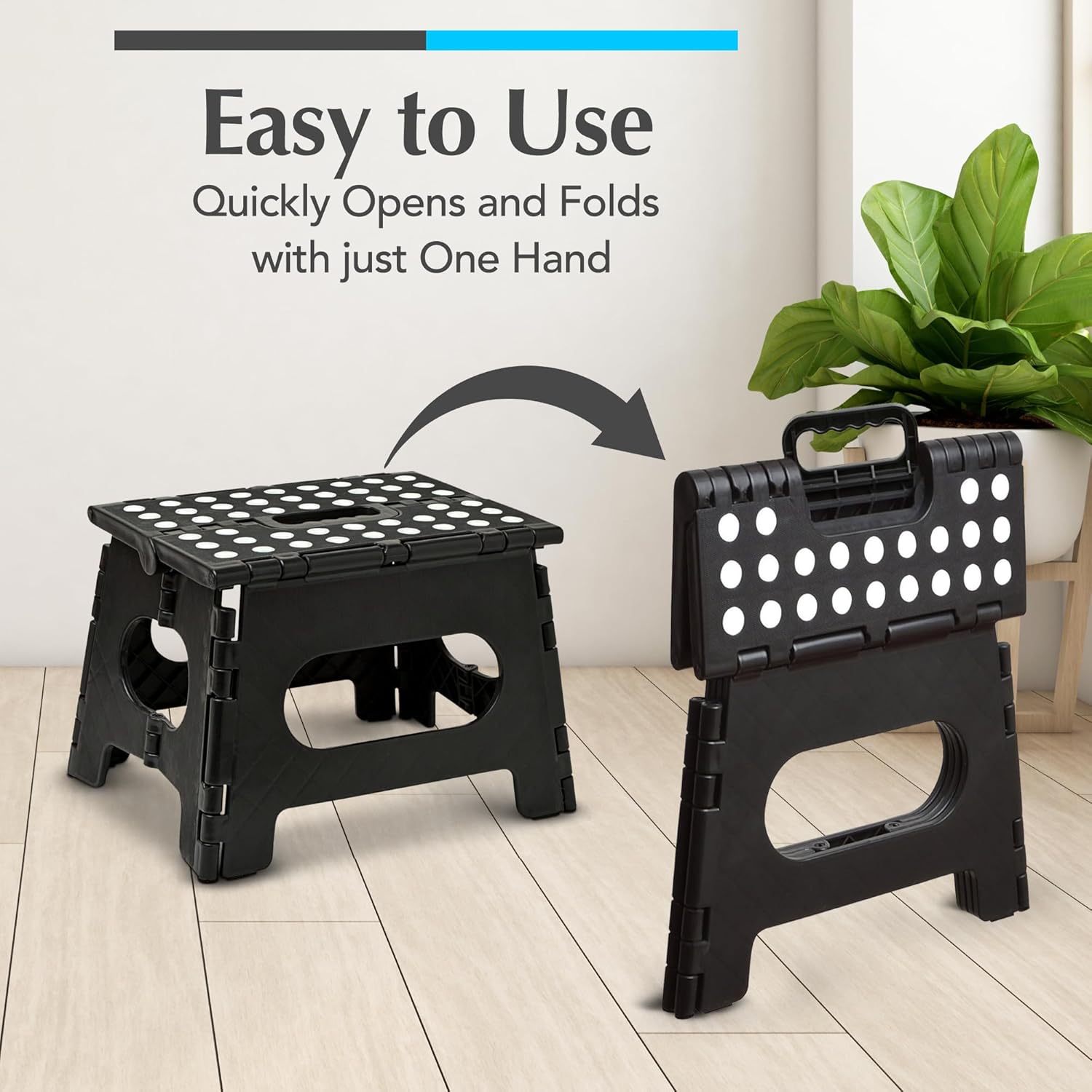 Detalle de Handy Laundry Folding Step Stool (Black) - Collapsible 9-Inch Stool for Adults and Kids