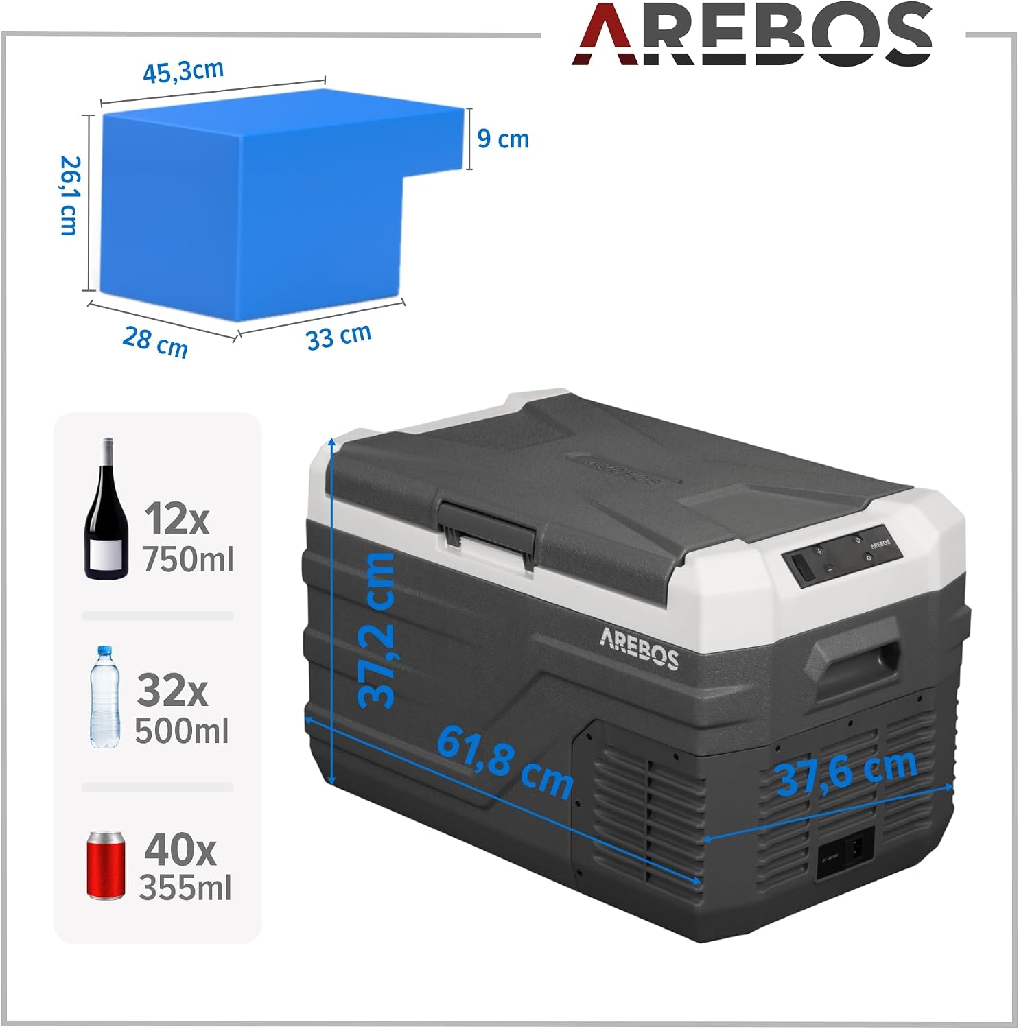 Thumbnail 6 de Arebos Kompressor Kühlbox 26 Liter