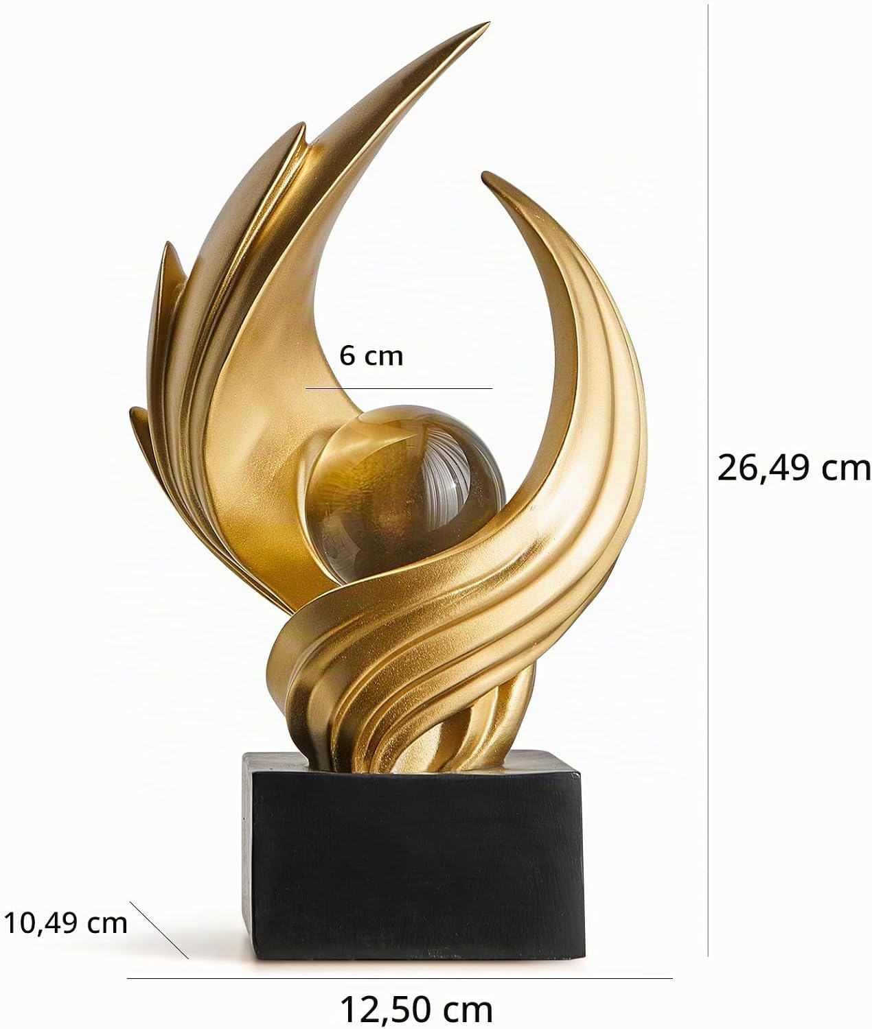 Thumbnail 2 de XYQXYQ SZ25030804 abstracte sculptuur van hars met gouden afwerking en bol