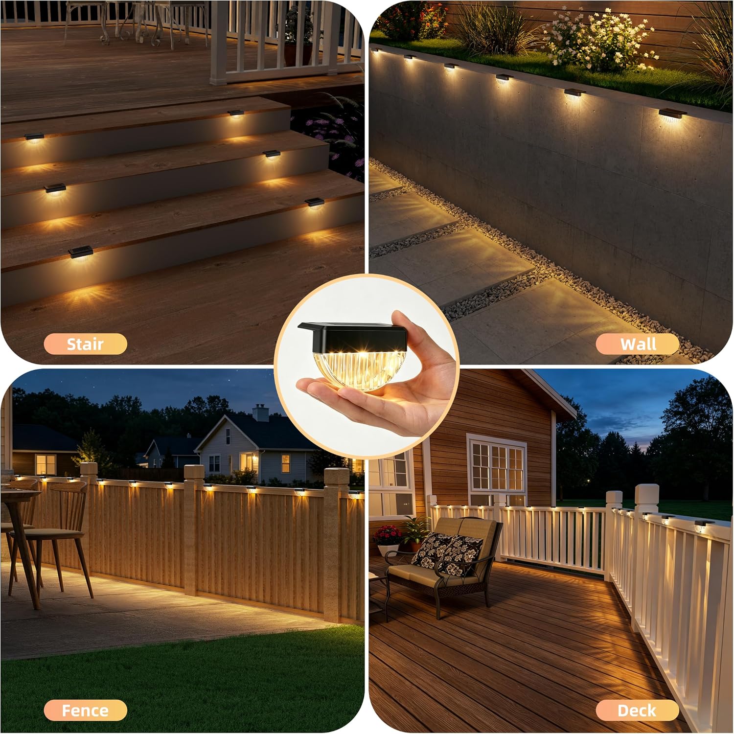 Detalle 2 de VOLISUN HWL678-C Solar Deck Lights, 24-Pack Warm White LED, Black