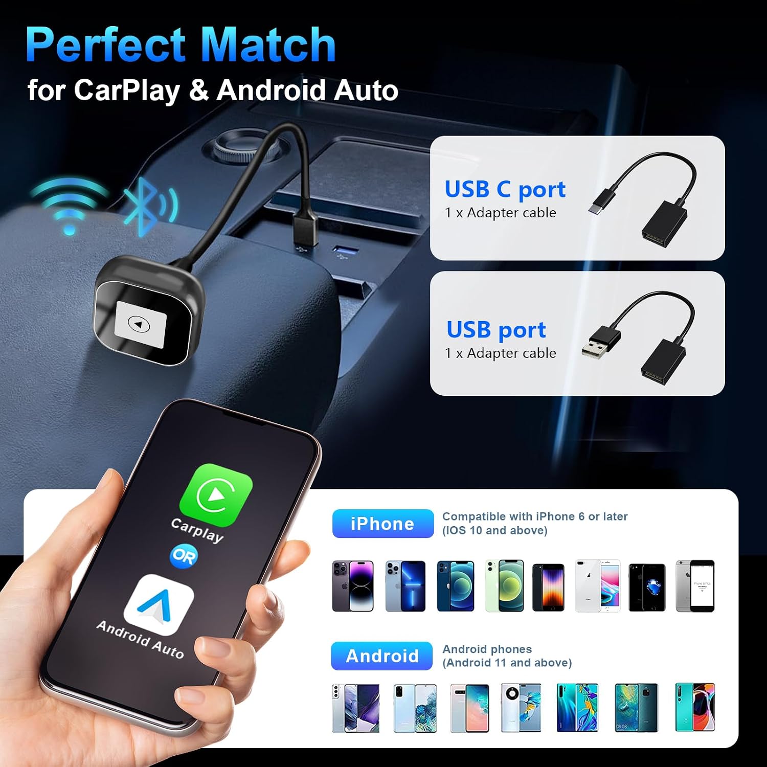 Thumbnail 6 de Adattatore 2-in-1 Wireless CarPlay e Android Auto 2025