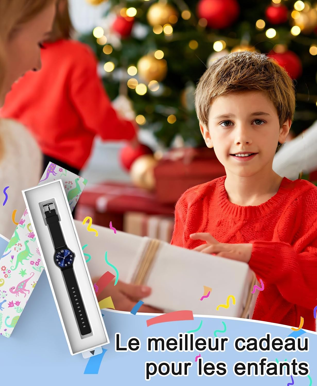 Detalle de SOCICO Montre analogique Enfants 30M étanche Cadran Clair Noir Bleu