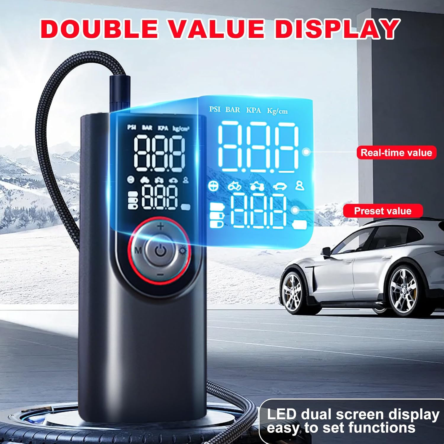 Thumbnail 3 de Elektrische Akku-Luftpumpe für Fahrrad & mehr: Mini-Kompressor mit 10.000-mAh-Akku, 150 PSI & LCD