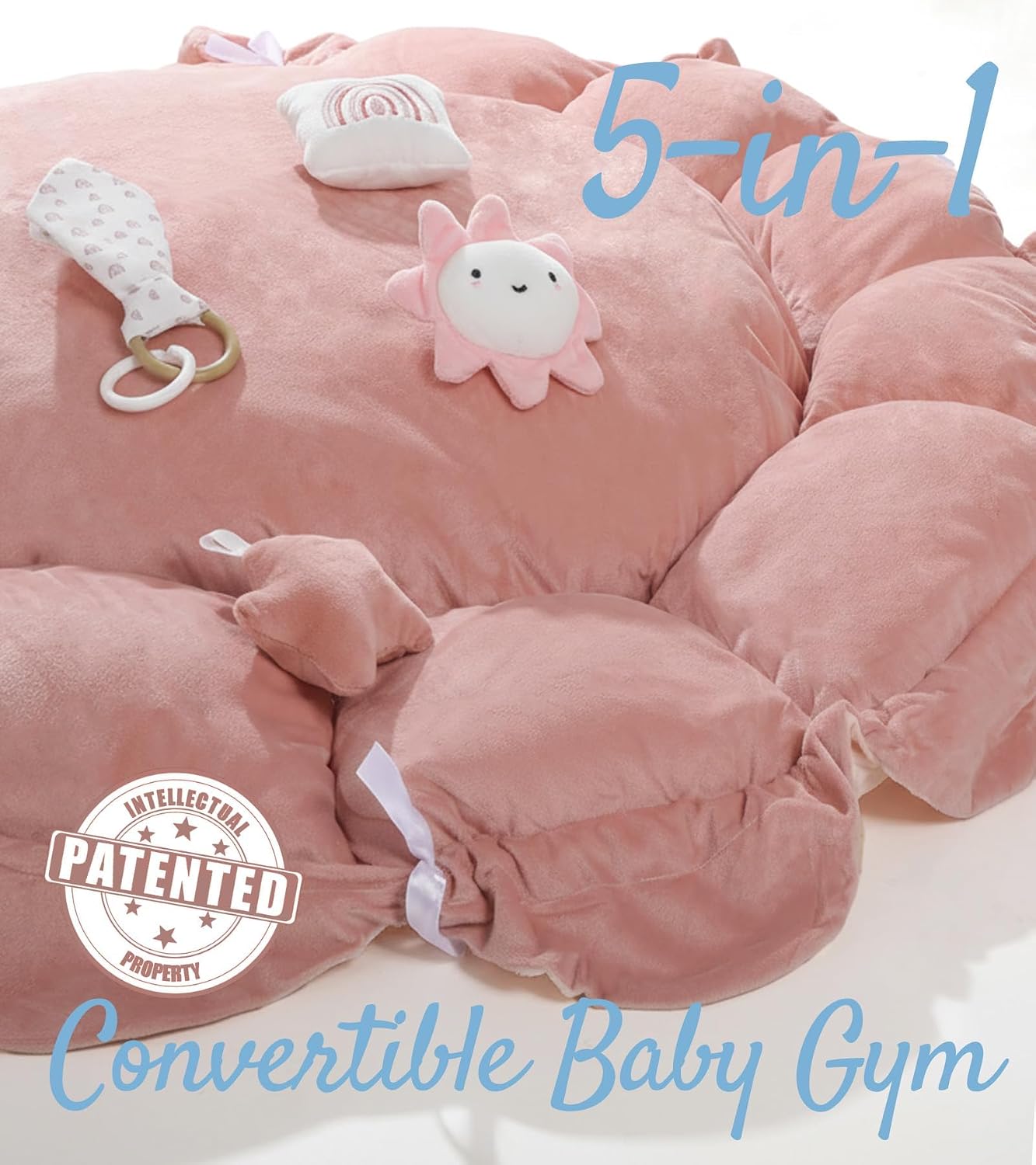 Thumbnail 6 de Mallify 5-in-1 Baby Play Gym Mat with 6 Sensory Toys, Pink Plush Surface