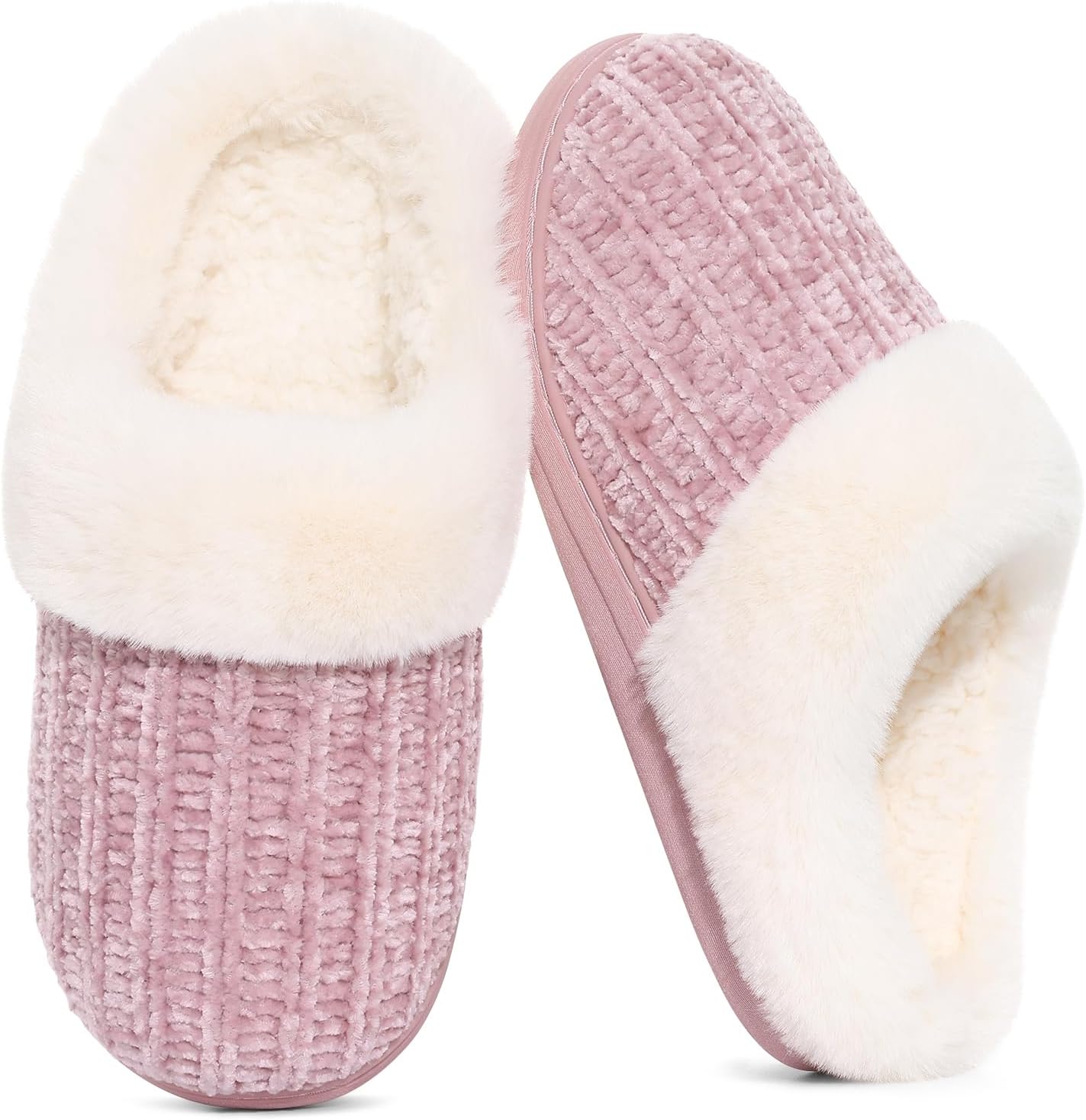 Detalle de Evshine Warm Knit House Slippers for Women with Memory Foam and Anti-Slip Soles
