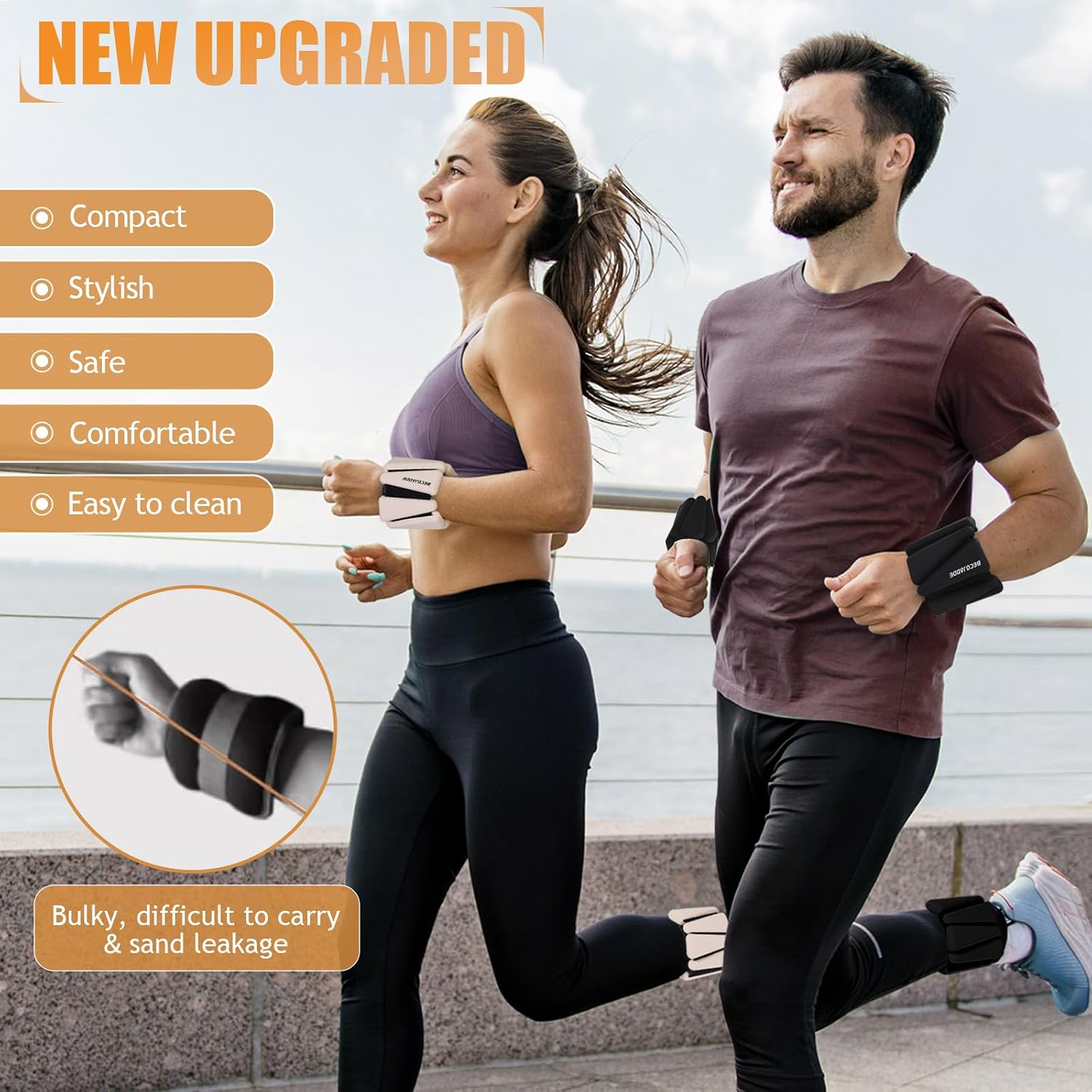 Thumbnail 1 de BECOJADDE 6 lb Ankle and Wrist Weights, Adjustable Beige Pair