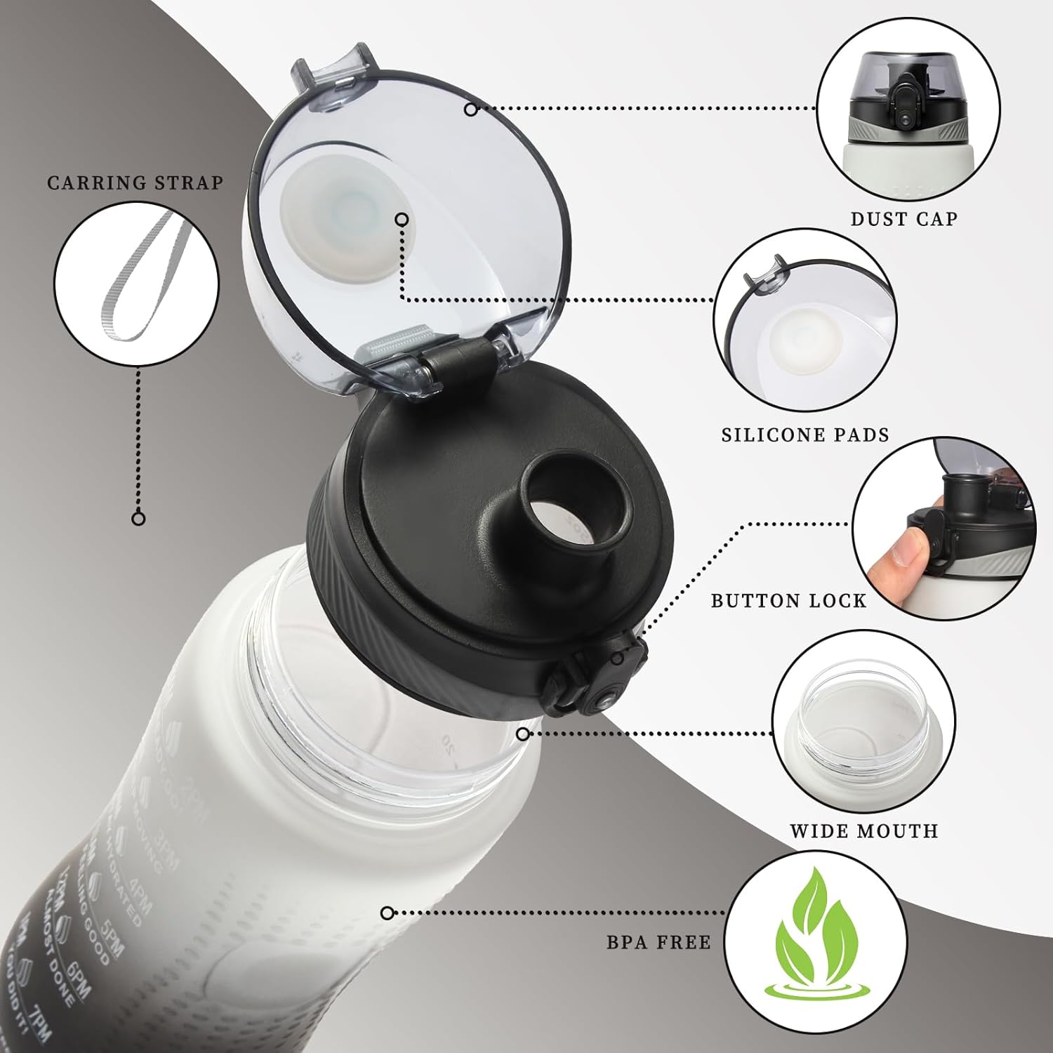 Thumbnail 1 de Binudum Trinkflasche Motivations 750 ml Grau Schwarz