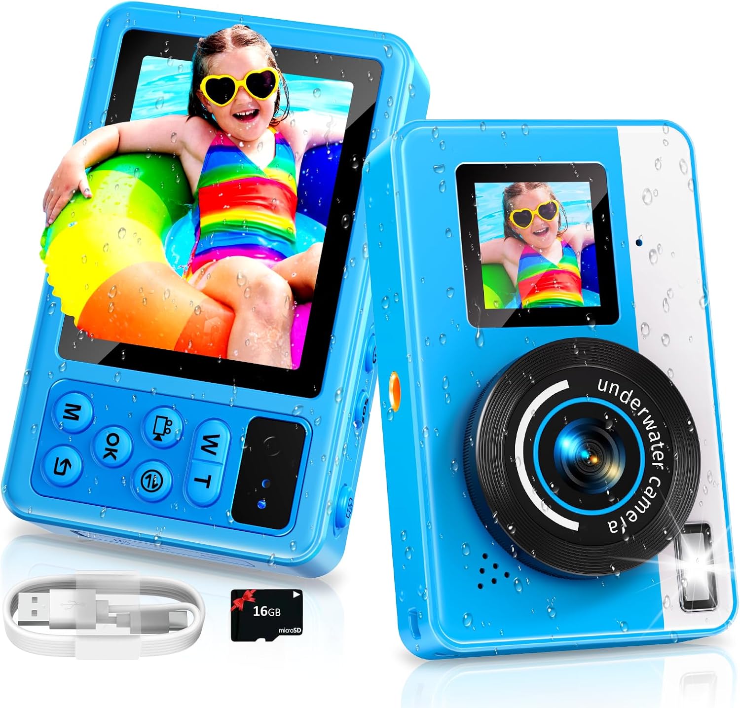 Detalle de Maxmango D70 Unterwasserkamera – 4K, 48 MP, 3 m Wasserdicht, Dual-Screen, 18x Zoom, 16 GB