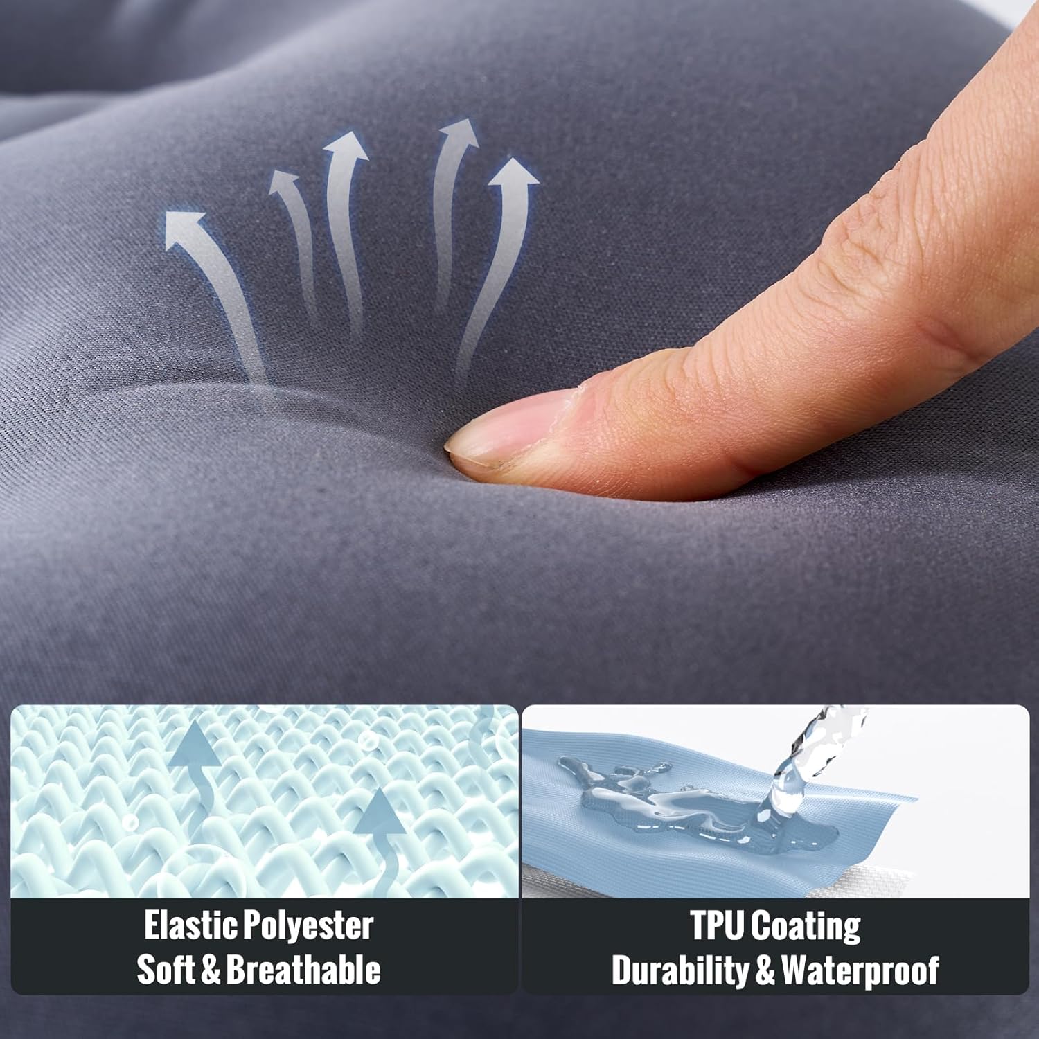 Thumbnail 6 de JetsCush Camping-Kissen aufblasbar ultraleicht (grau) – ergonomisches Reisekissen für Outdoor, Strand & unterwegs