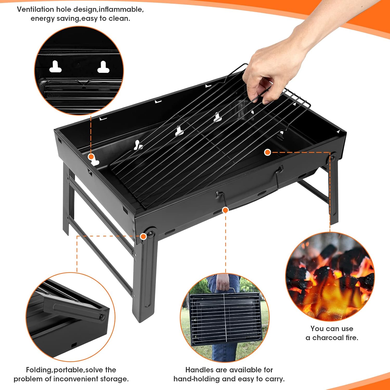 Thumbnail 2 de AGM Charcoal Barbecue: Portable Foldable BBQ Grill for Outdoor Cooking