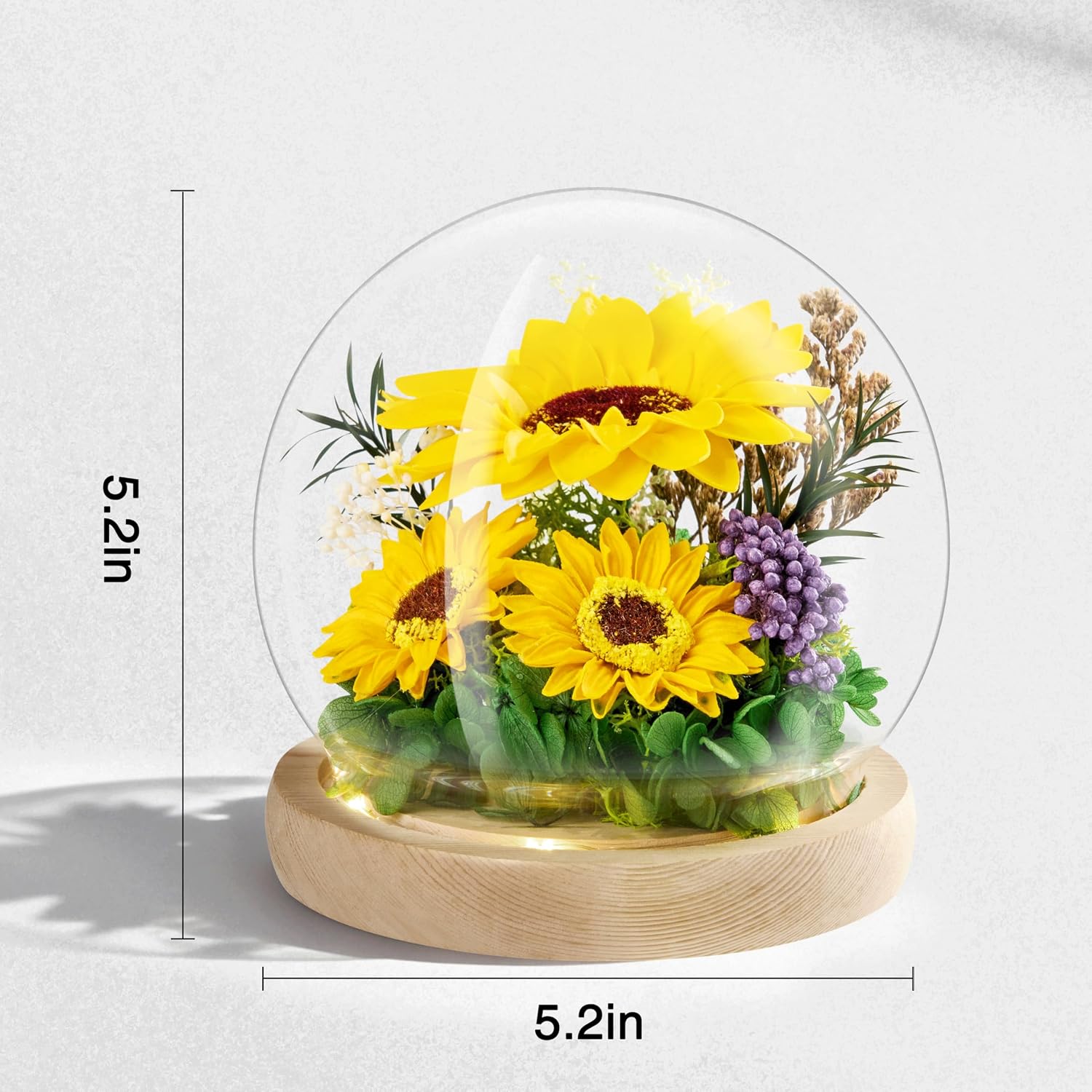 Detalle 2 de JIGQGY Sunflower Glass Dome LED 1️⃣🌻
