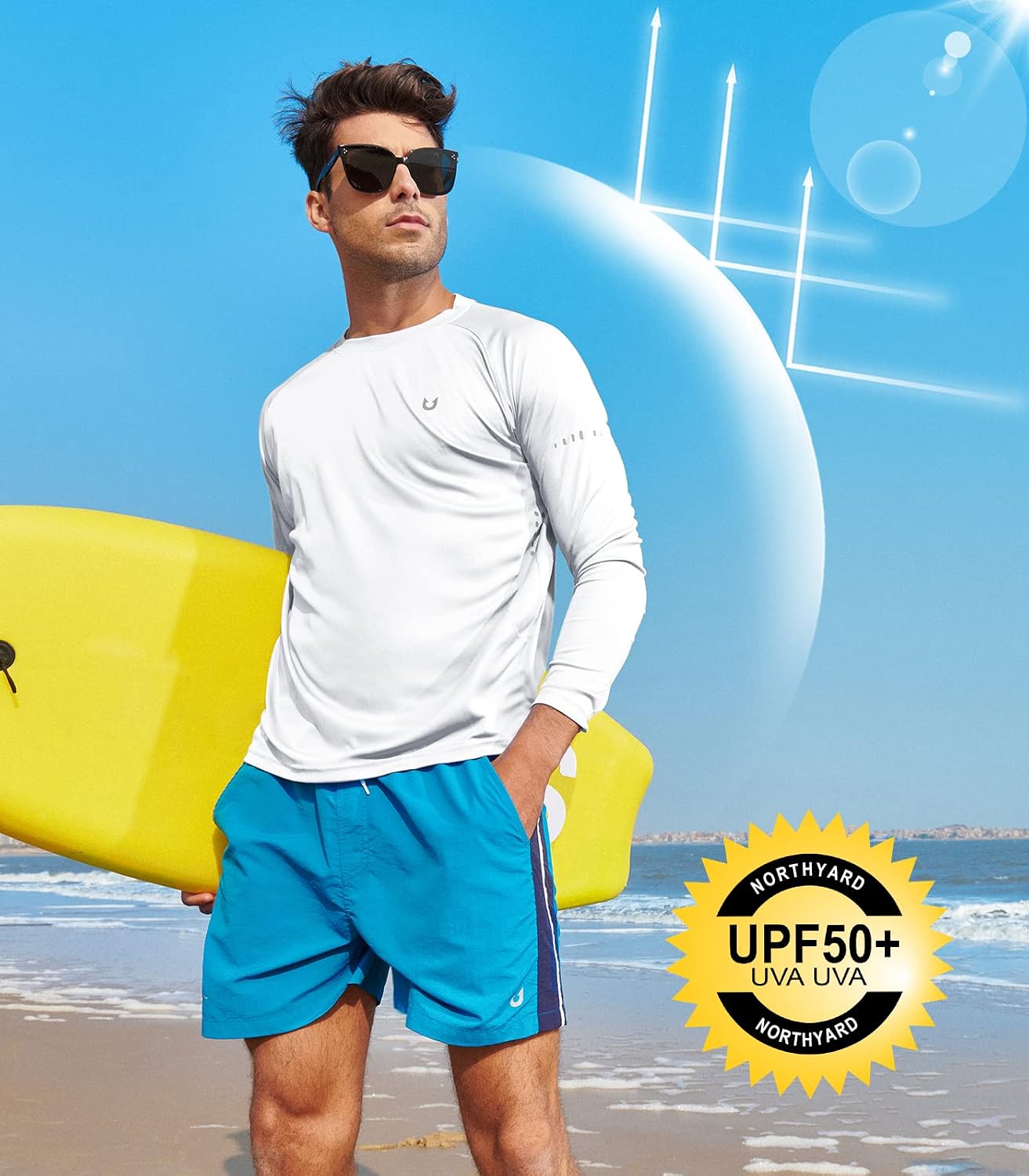 Detalle de NORTHYARD Men's UPF 50+ Sun Protection Long Sleeve Rash Guard