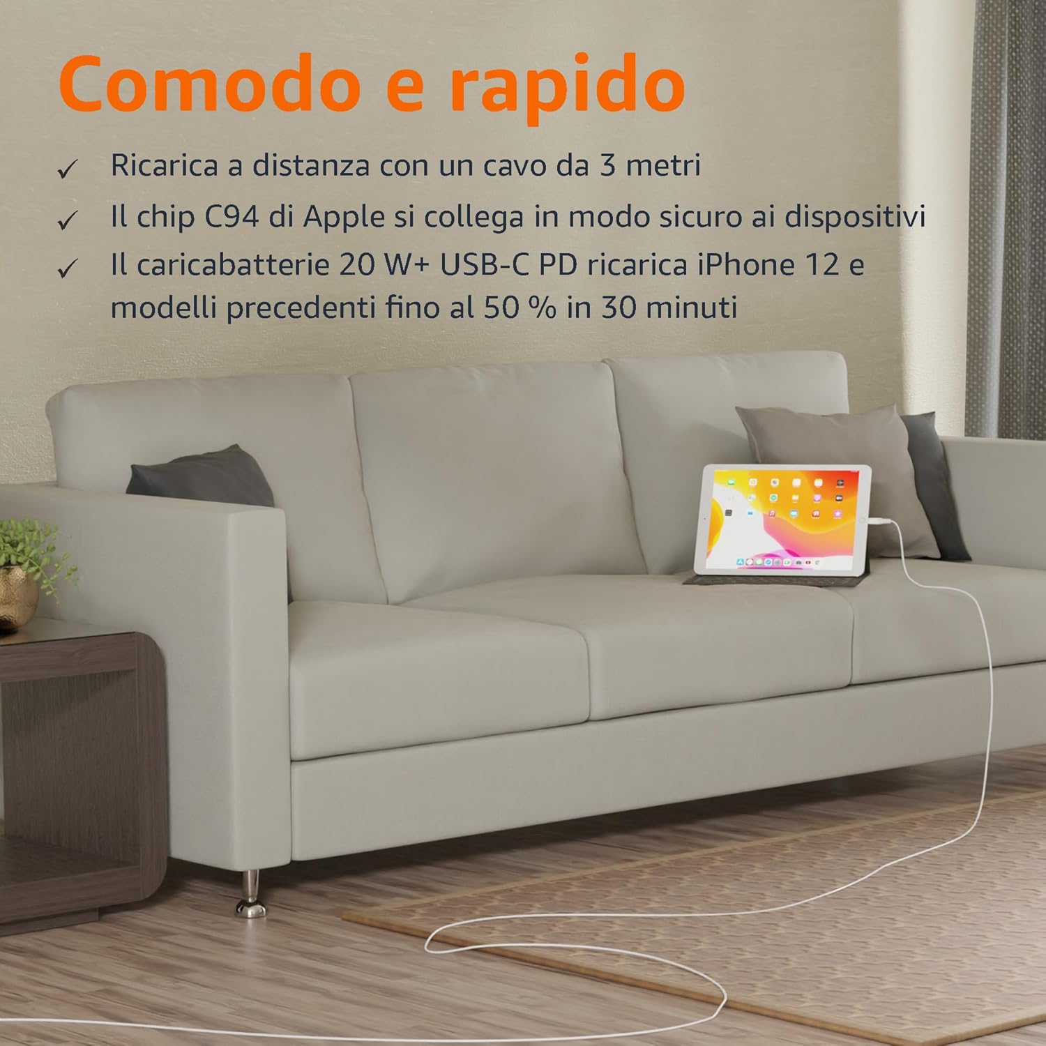 Thumbnail 5 de Amazon Basics Cavo USB-C a Lightning certificato MFi, 3 m, bianco