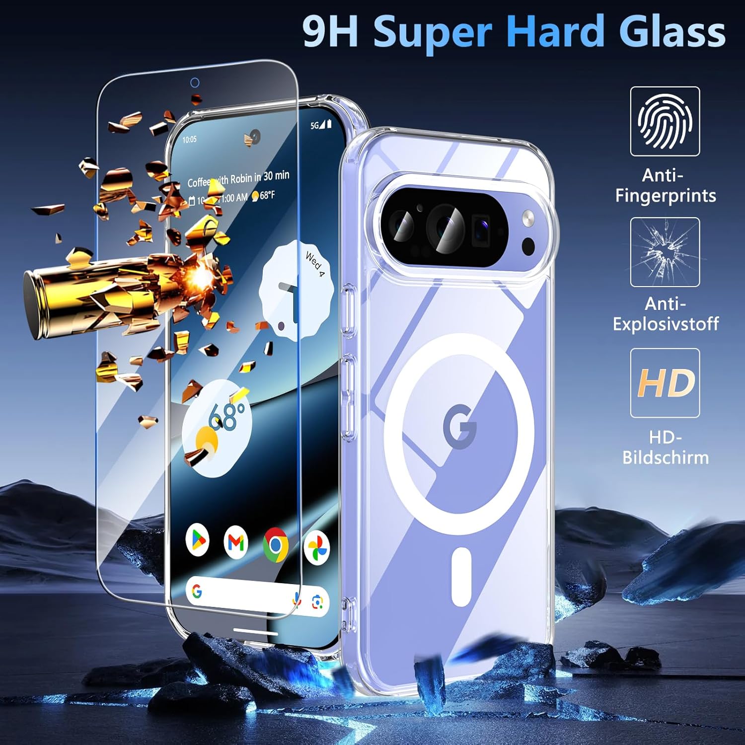 Thumbnail 1 de Hensinple Magnetic Case with Screen Protector for Google Pixel 10 / 10 Pro (MagSafe & Qi, Military-grade drop protection)