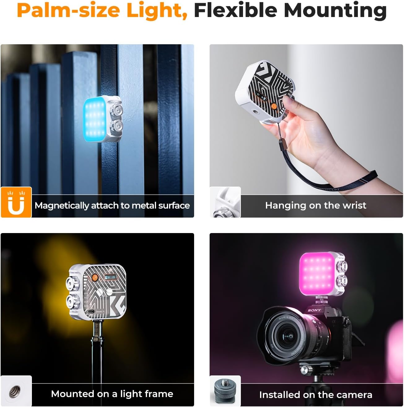 Thumbnail 6 de K&F CONCEPT RGB Video Light with 21 effects (360° full colour) 2500K–9900K, CRI 96+