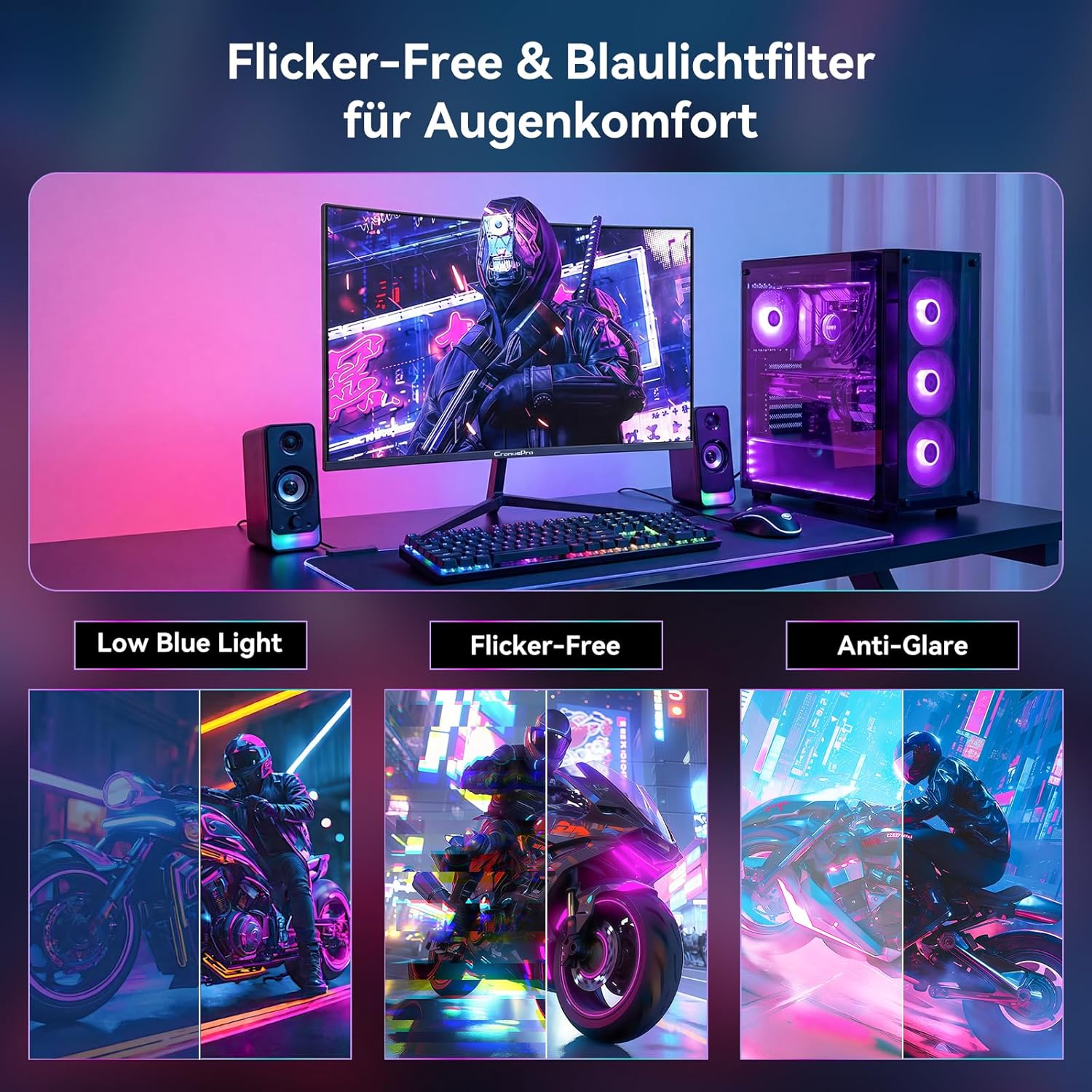 Thumbnail 5 de CronusPro 24 Zoll Curved Gaming-Monitor (200 Hz, FHD, VA, 1 ms MPRT) mit FreeSync und 3000R
