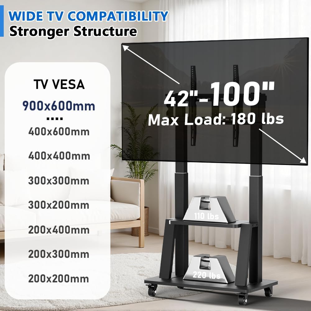 Detalle 2 de Soporte TV con ruedas 42–100 pulgadas