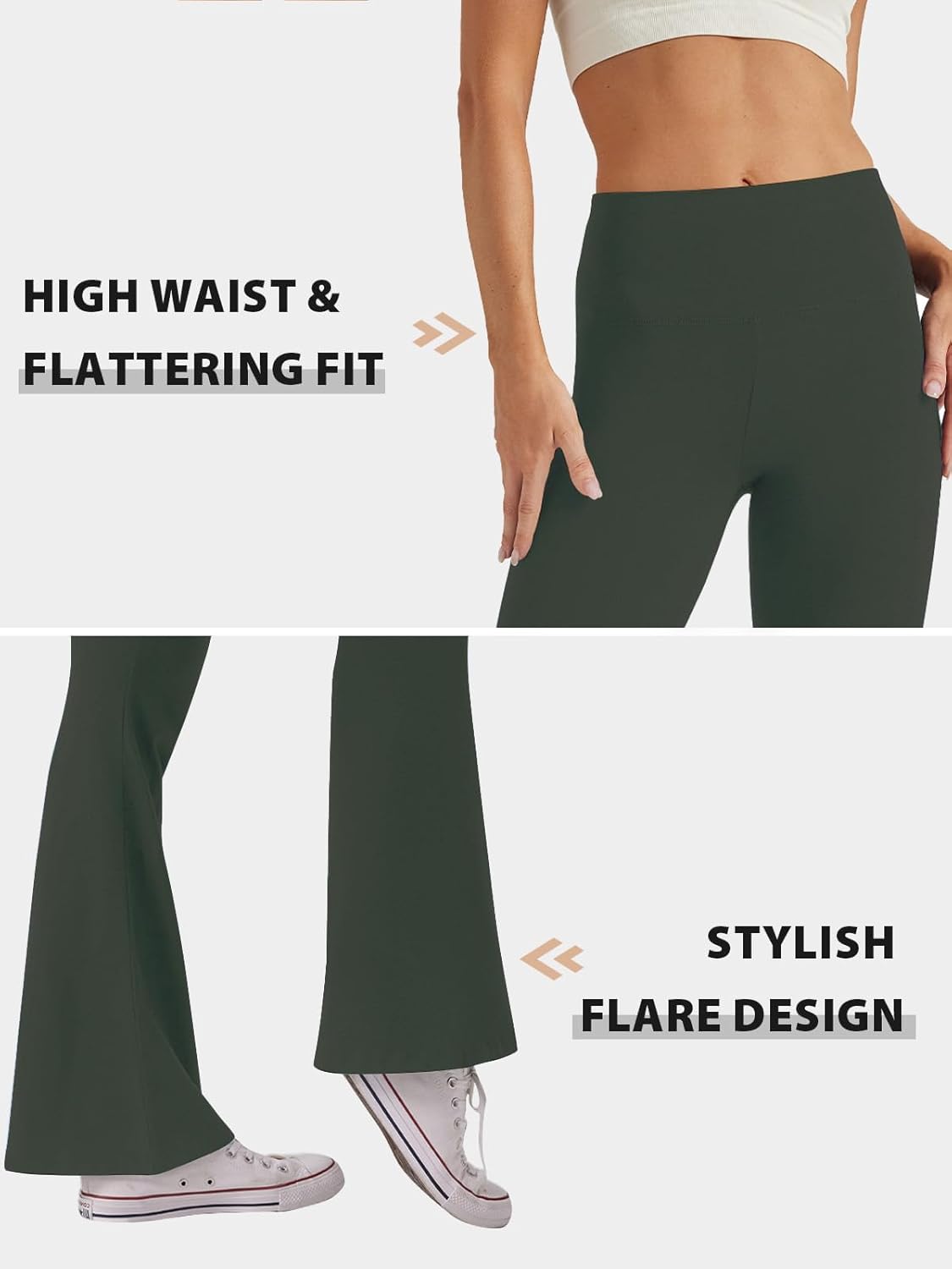 Thumbnail 4 de Pantalon de yoga femme Glacspyg à taille haute évasée – stretch respirant pour entraînement, course et tenue casual