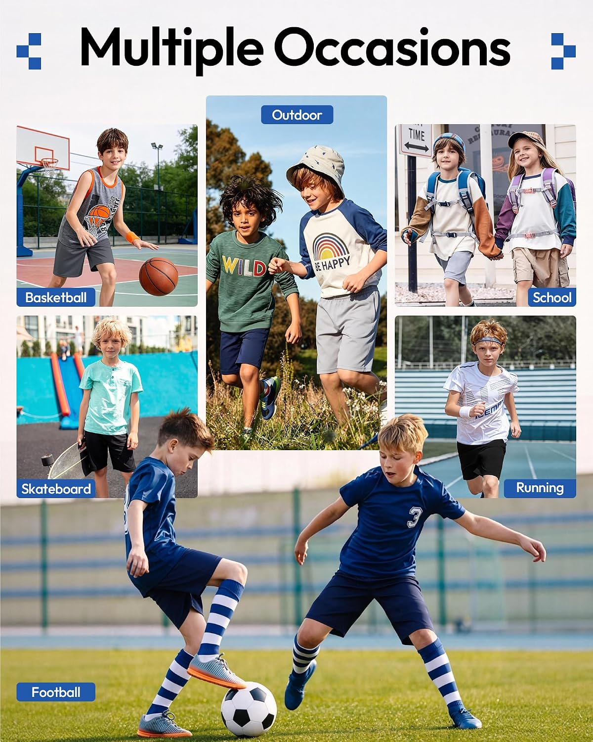 Detalle de BALENNZ Boys’ Basketball Shorts, 5-Pack