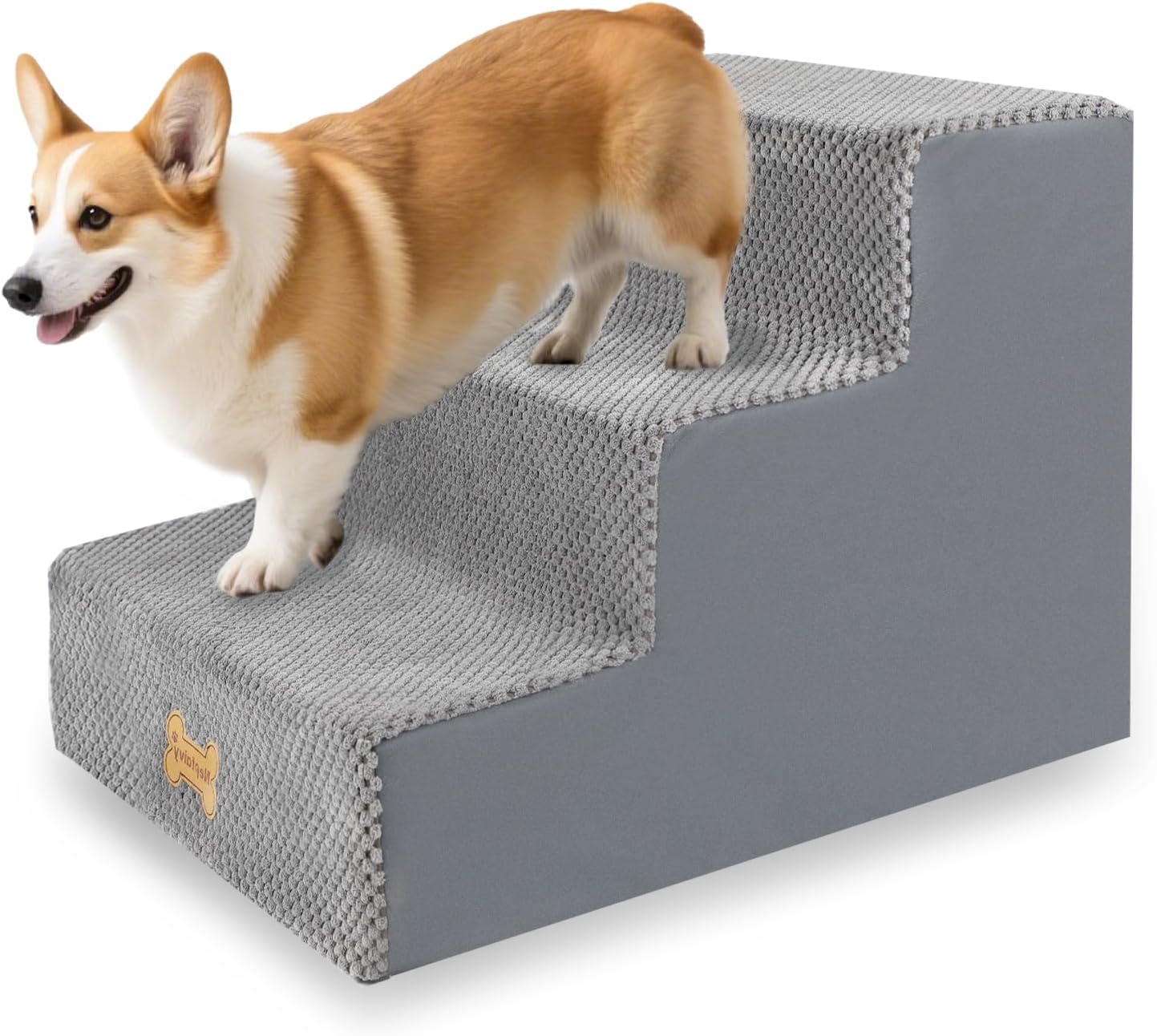 Thumbnail 6 de Nepfaivy Hundetreppe 3-stufig für kleine Hunde (45x40x34 cm) mit abnehmbarem, waschbarem Bezug und rutschfester Basis