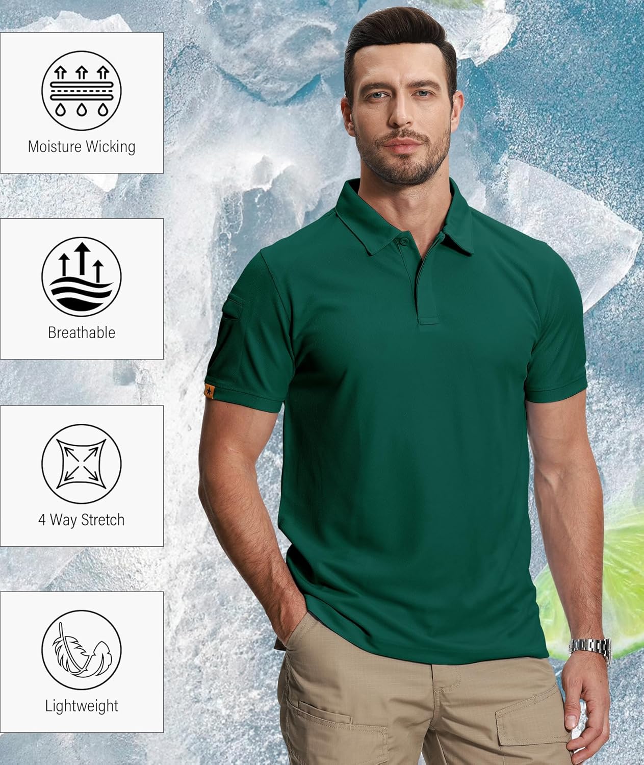 Detalle de ZITY 5 Pack Men’s Short Sleeve Polo Shirts (Moisture-Wicking) for Golf, Tennis, and Everyday Wear