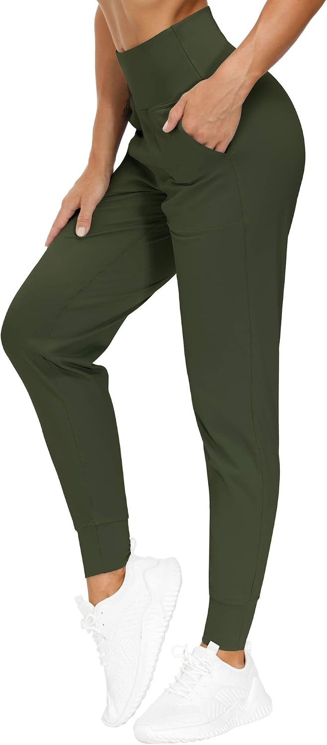Detalle de THE GYM PEOPLE Jogginghose Damen mit 4-Wege-Stretch – High Waist Sportleggings für Yoga, Fitness & Outdoor
