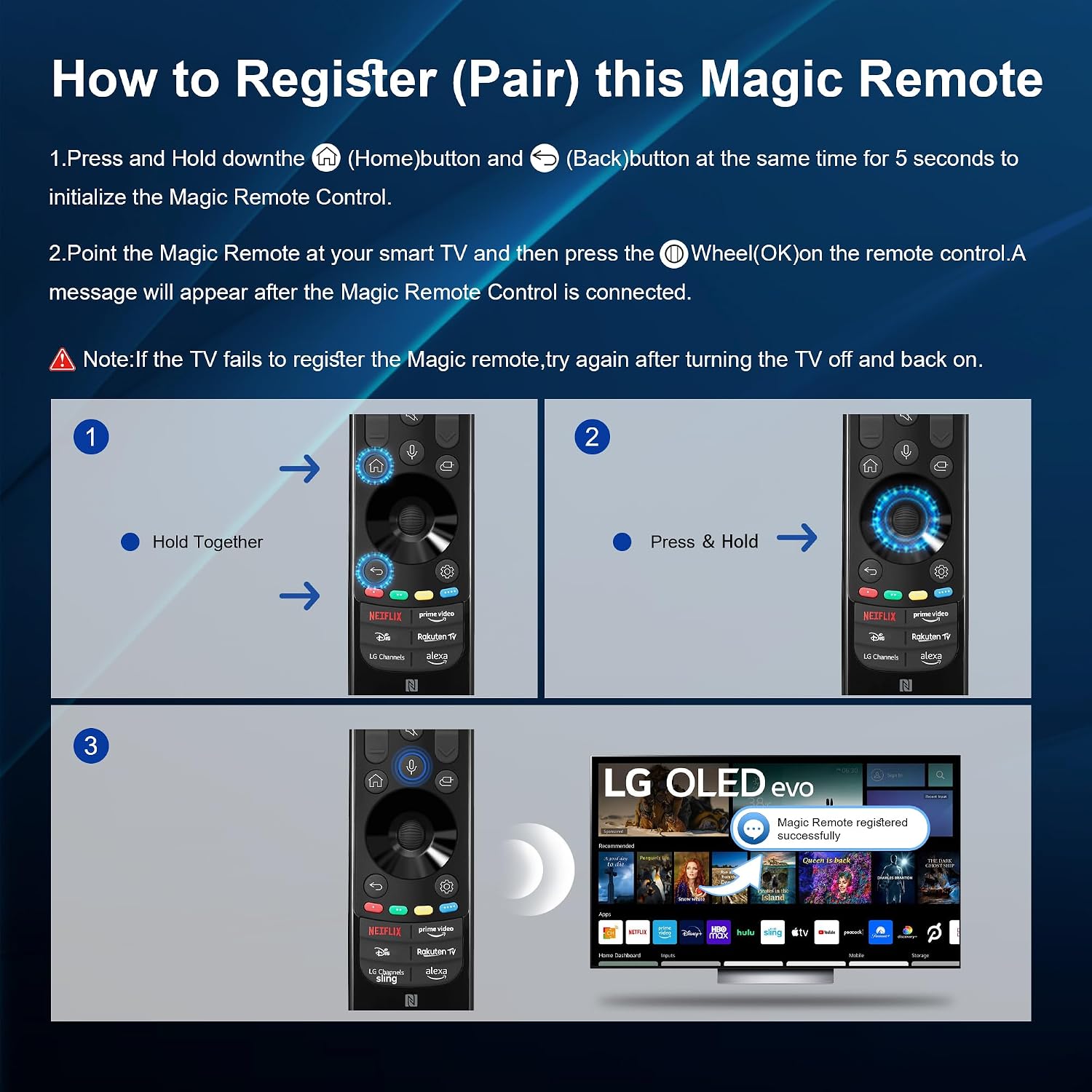 Thumbnail 5 de Voice Magic Remote for LG Smart TV – Replacement with Pointer, Voice and 6 Shortcuts (2019–2025 LG OLED/NanoCell/4K/8K)