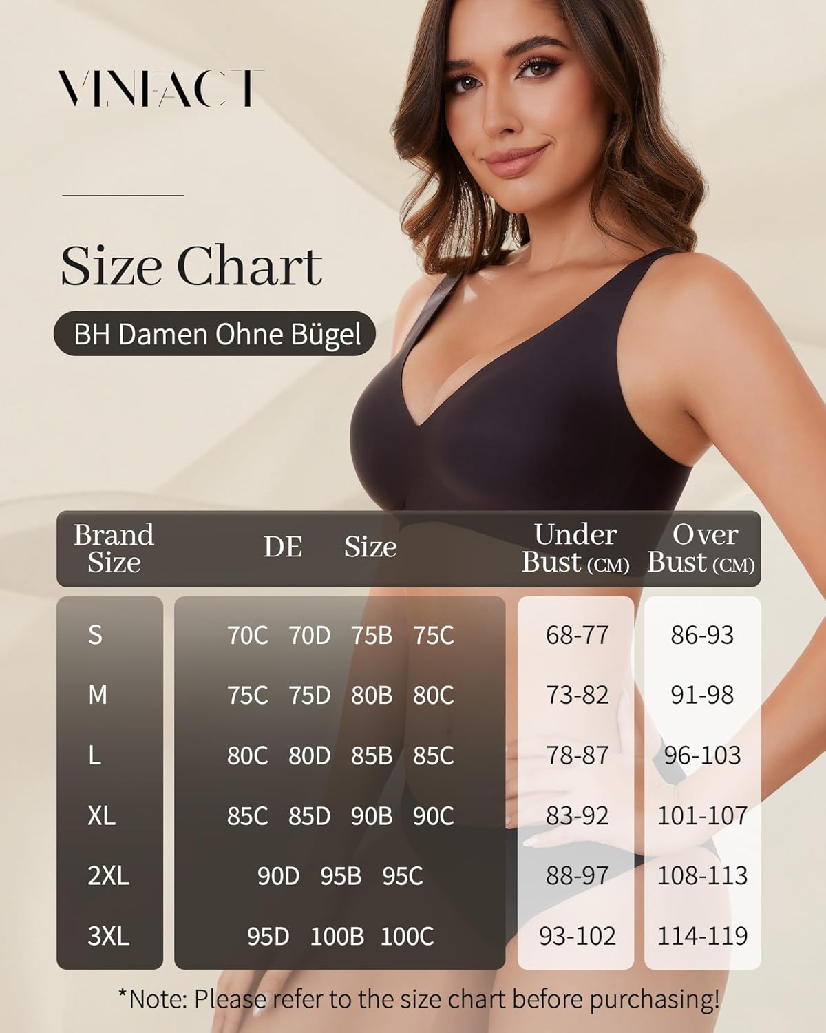 Thumbnail 5 de Vinfact Tiefer-V Nahtloser Push-up BH ohne Bügel für Damen – T-Shirt & Schlaf-BH (55% Nylon/45% Elasthan)