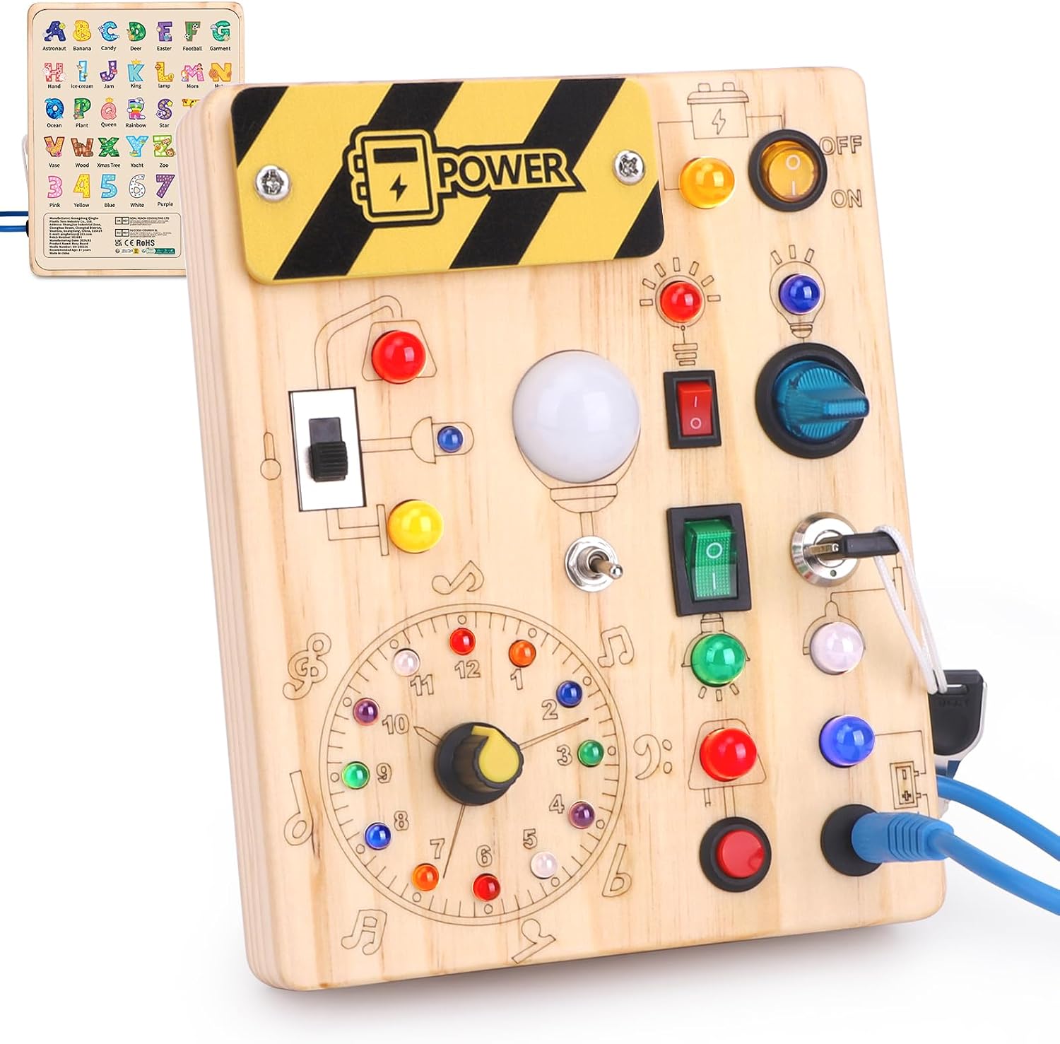 Thumbnail 6 de Konijiwa Montessori Busy Board: Wooden Sensory LED Switch Toy for Toddlers