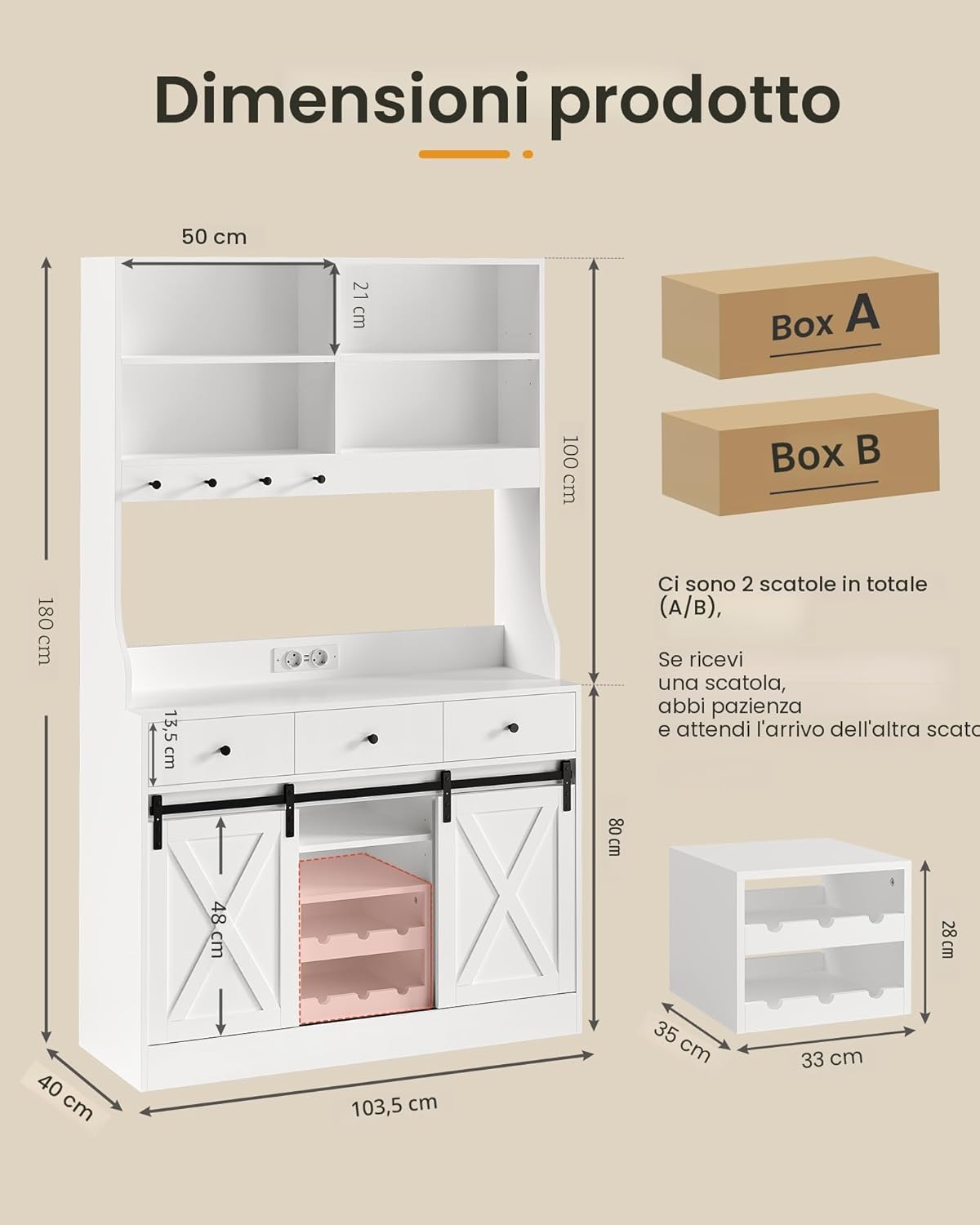 Detalle de Credenza Cucina 103,5×40×180 cm