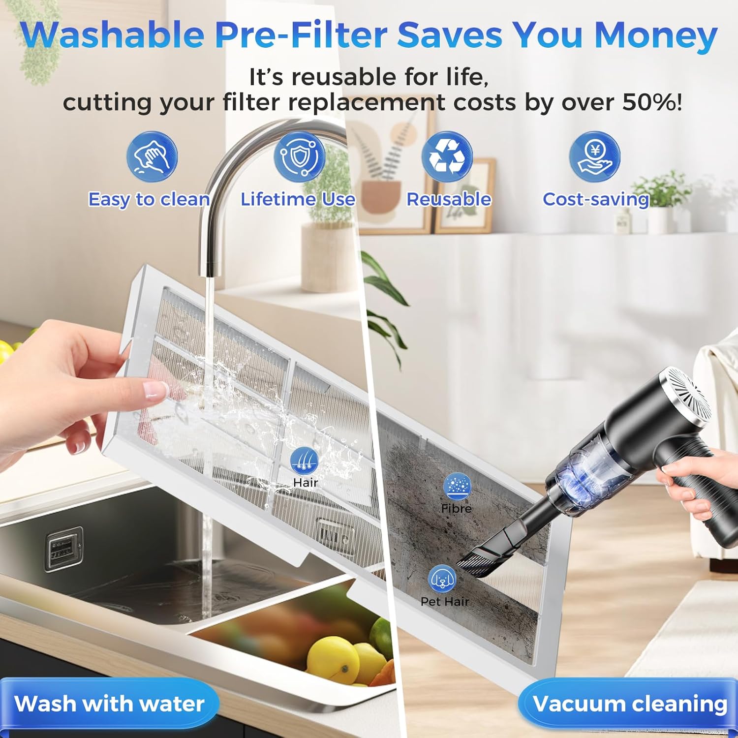 Detalle 1 de PAKEOI ZX001 HEPA Air Purifier, Dual Intake, Washable Pre-Filters, 3,000 ft²