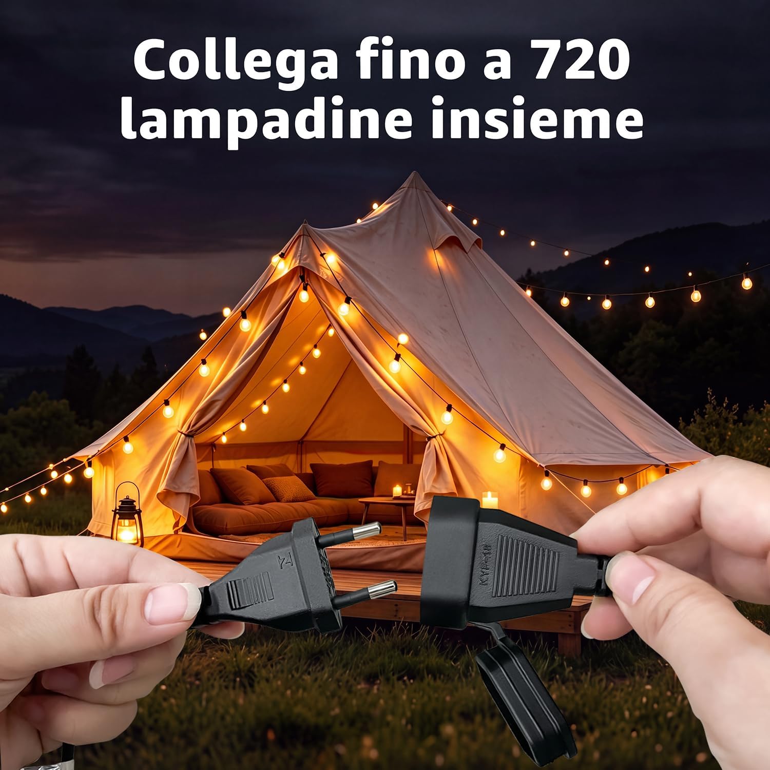 Detalle de Kemoribe HCP096 led-lichtslinger voor buiten, 15 m, IP44, warm wit