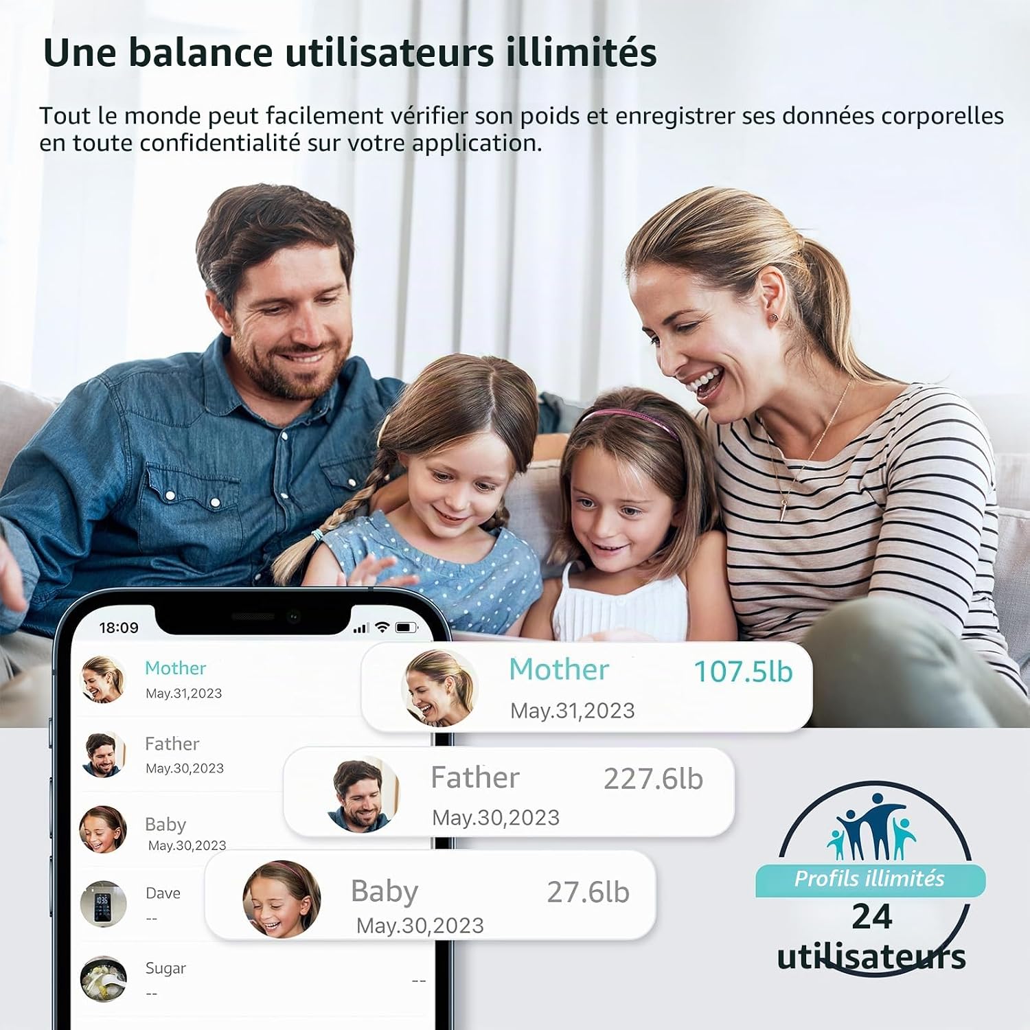 Detalle 2 de Posture Balance Pese Personne pour Salle de Bain – Haute Précision et imagerie 13 indicateurs avec l’app Fitdays