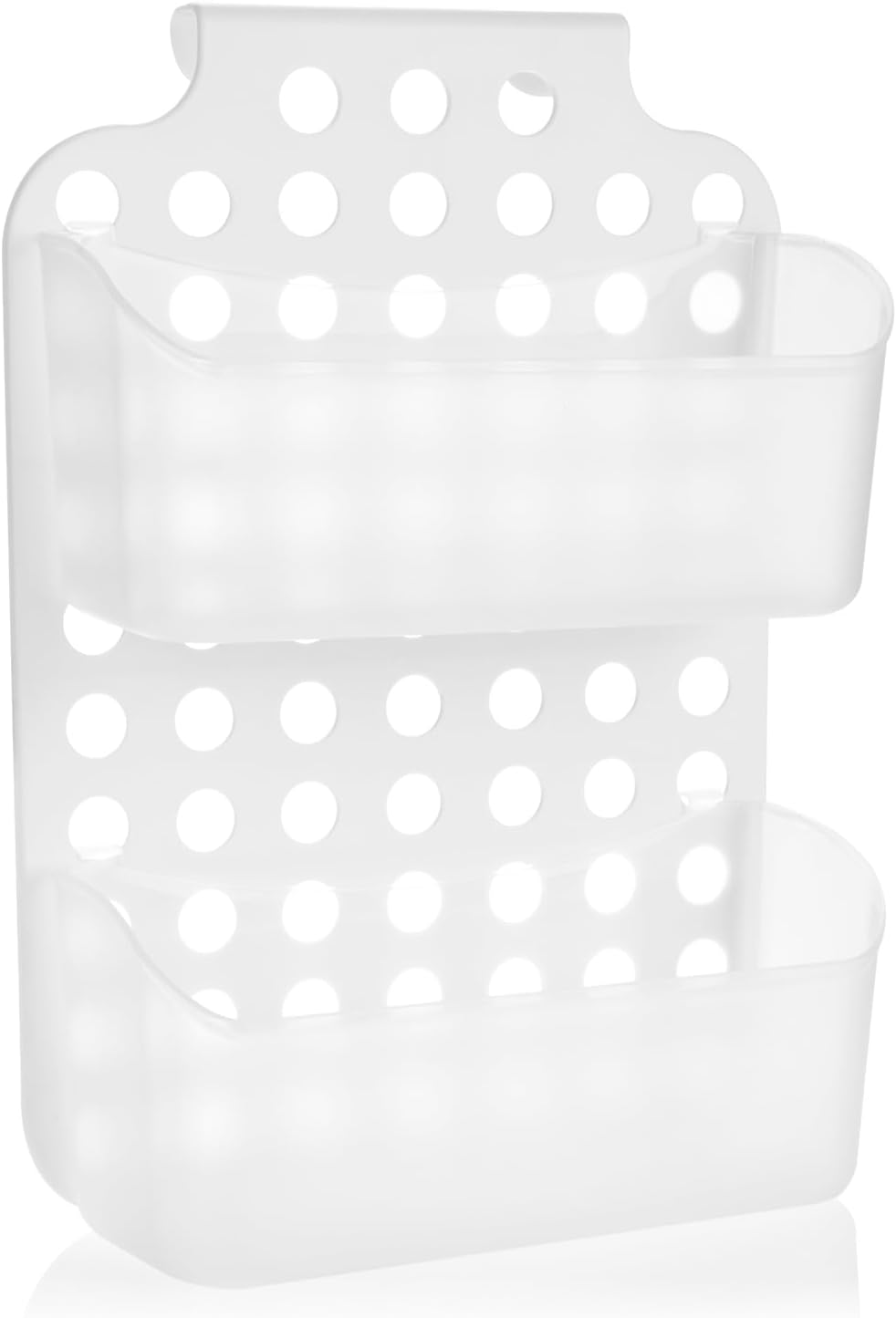 Detalle de com-four Panier de douche à 2 compartiments avec support et crochets – étagère douche blanche