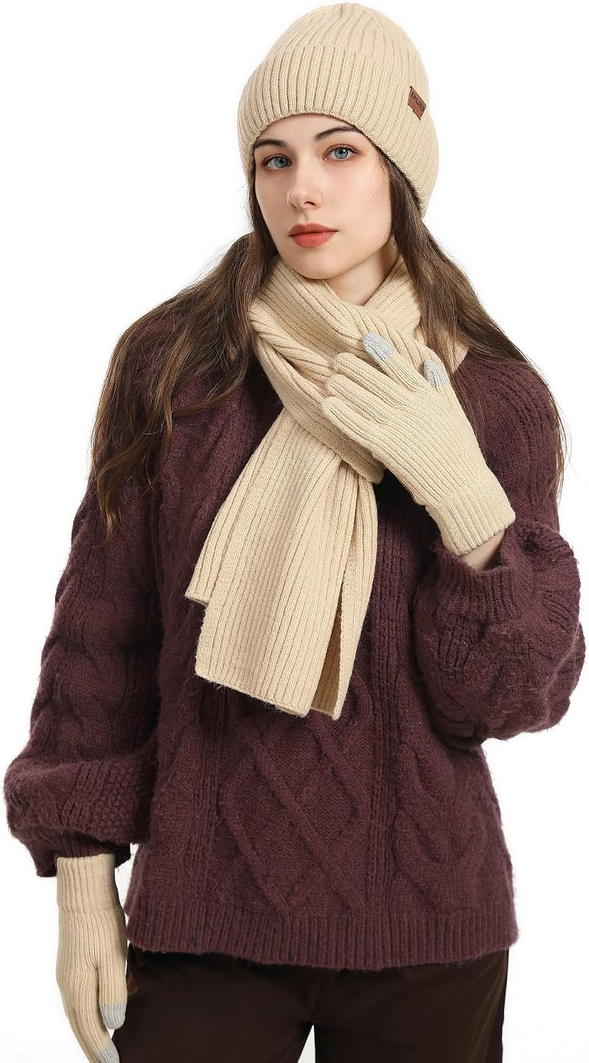 Detalle de Fayscingo 3 Pieces Women Hat Scarf and Gloves Set