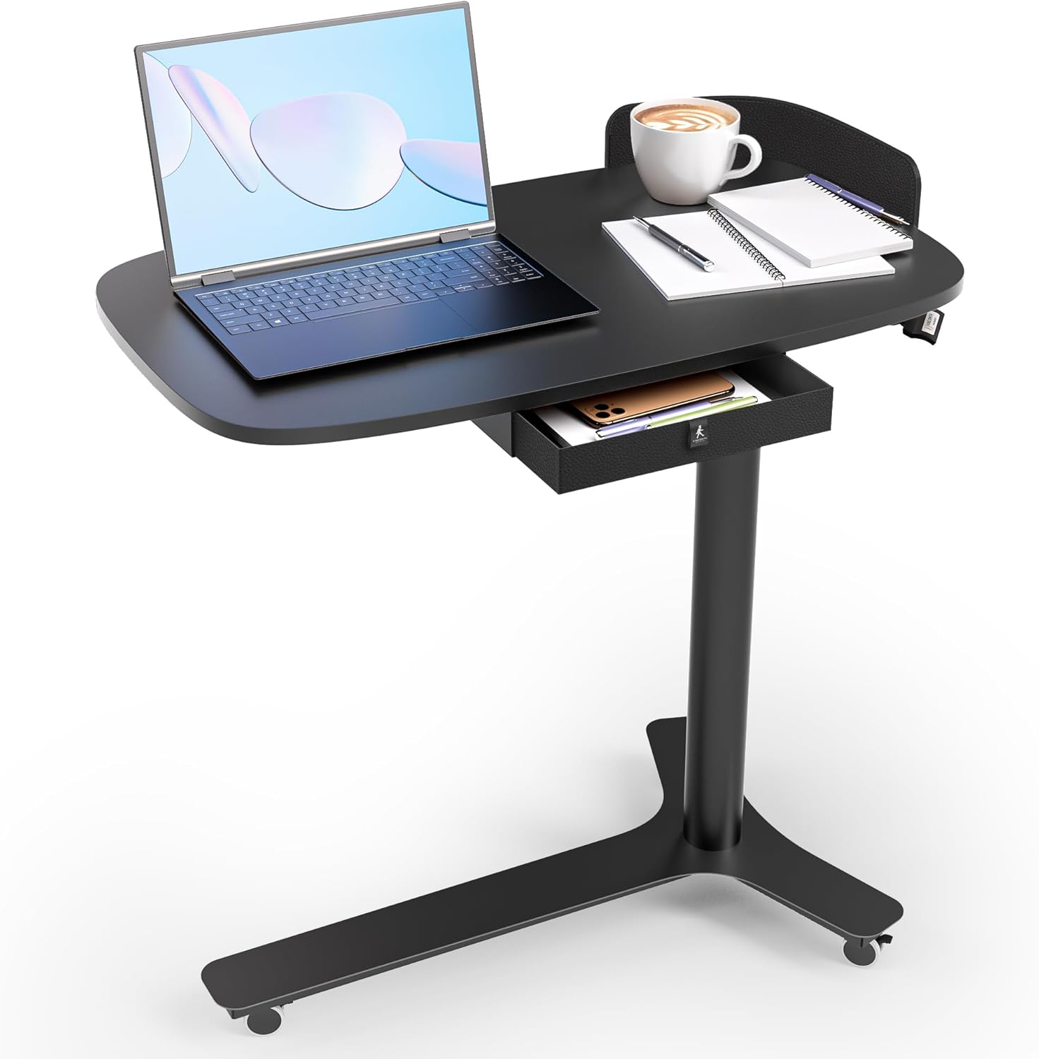 WalkingdesK Beistelltisch C-Form höhenverstellbar Schwarz