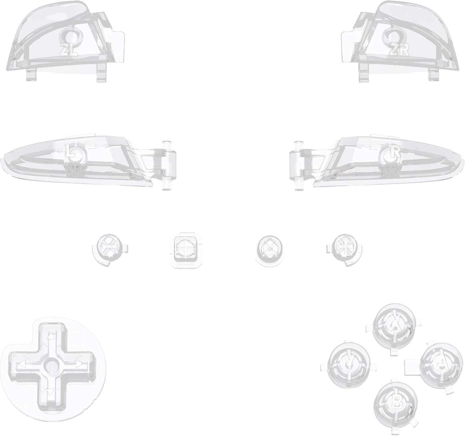 Detalle 2 de eXtremeRate Crystal Clear Repair ABXY D-pad ZR ZL L R Keys for Nintendo Switch Pro Controller (DIY Replacement)