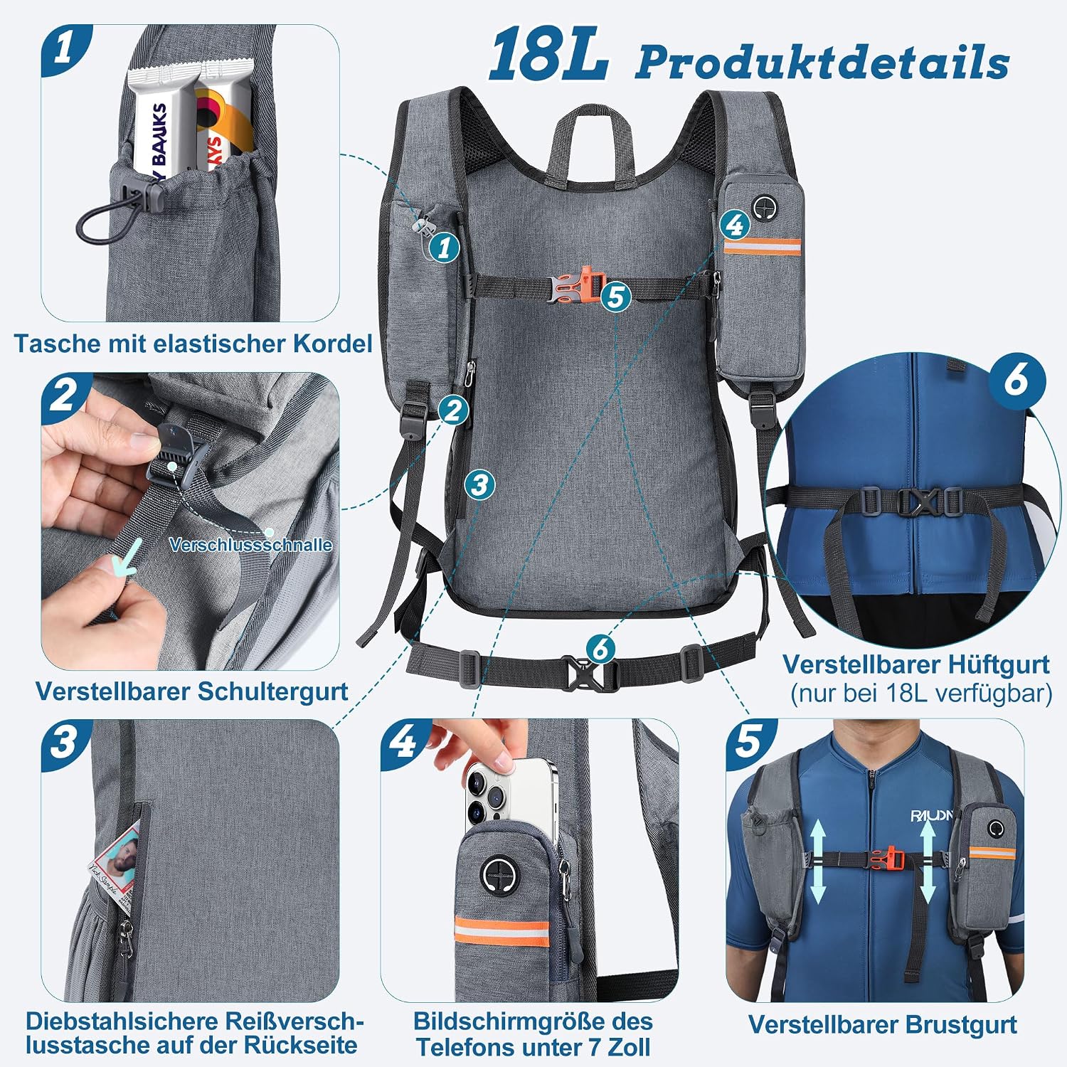 Detalle 2 de BECOJADDE 18L Wanderrucksack